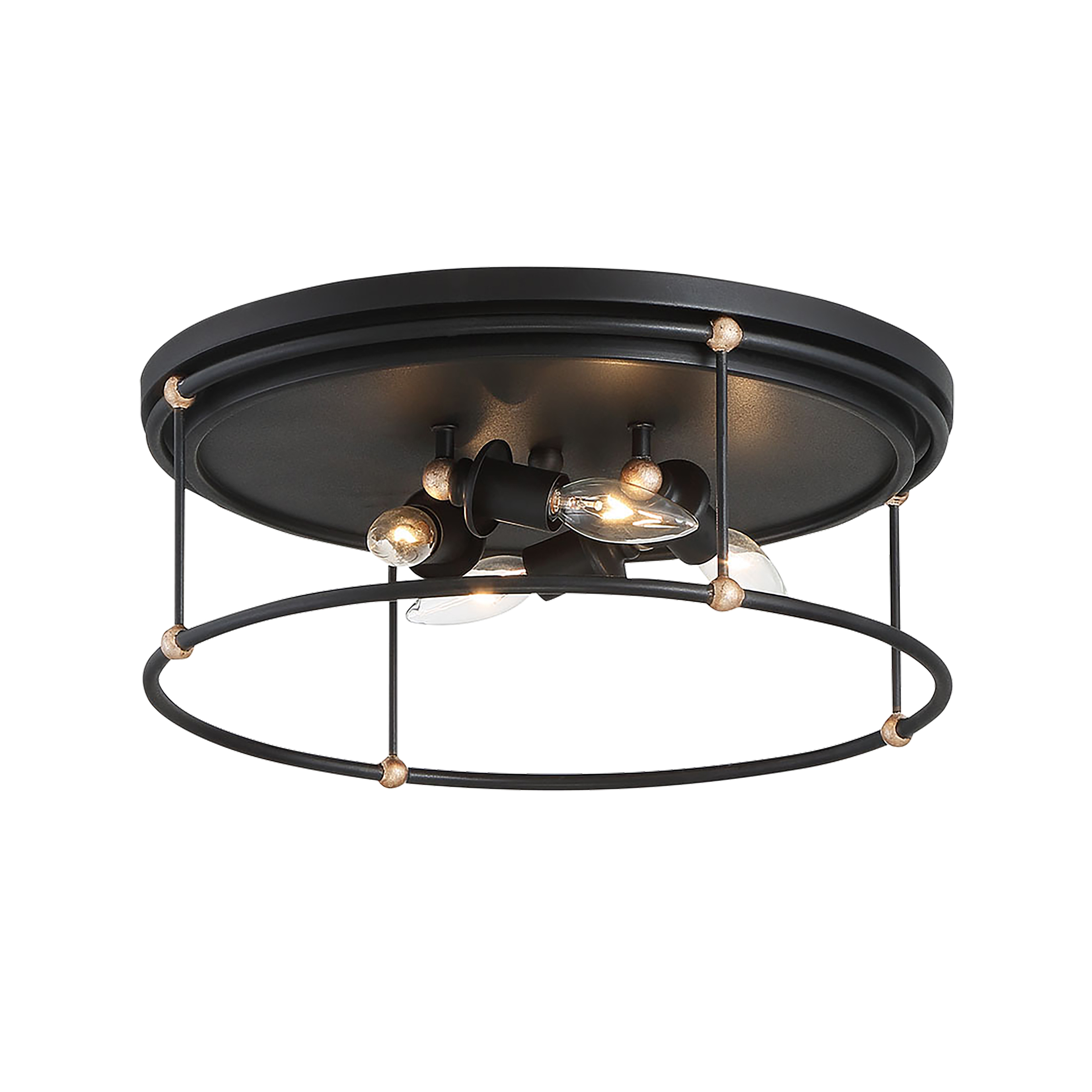 The Westchester County flush mount combines sand coal and gold leaf finishes for a refined look. Its low-profile design and 4-light configuration provide ample illumination while maintaining a sleek 6.75-inch height.