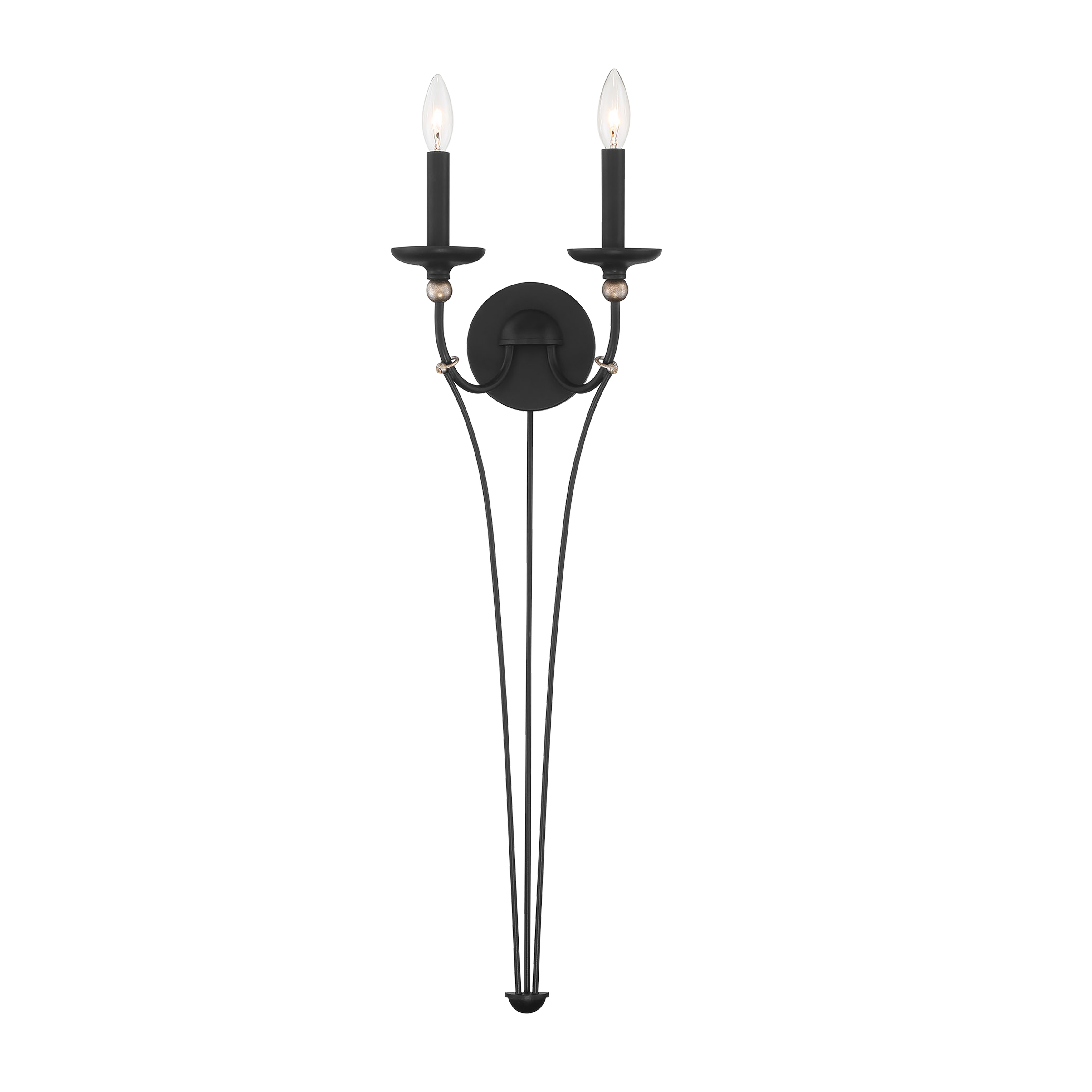 The Westchester County wall sconce combines sophisticated transitional design with striking gold leaf highlights. At nearly 33 inches tall, this statement piece creates dramatic vertical interest while providing warm ambient lighting.
