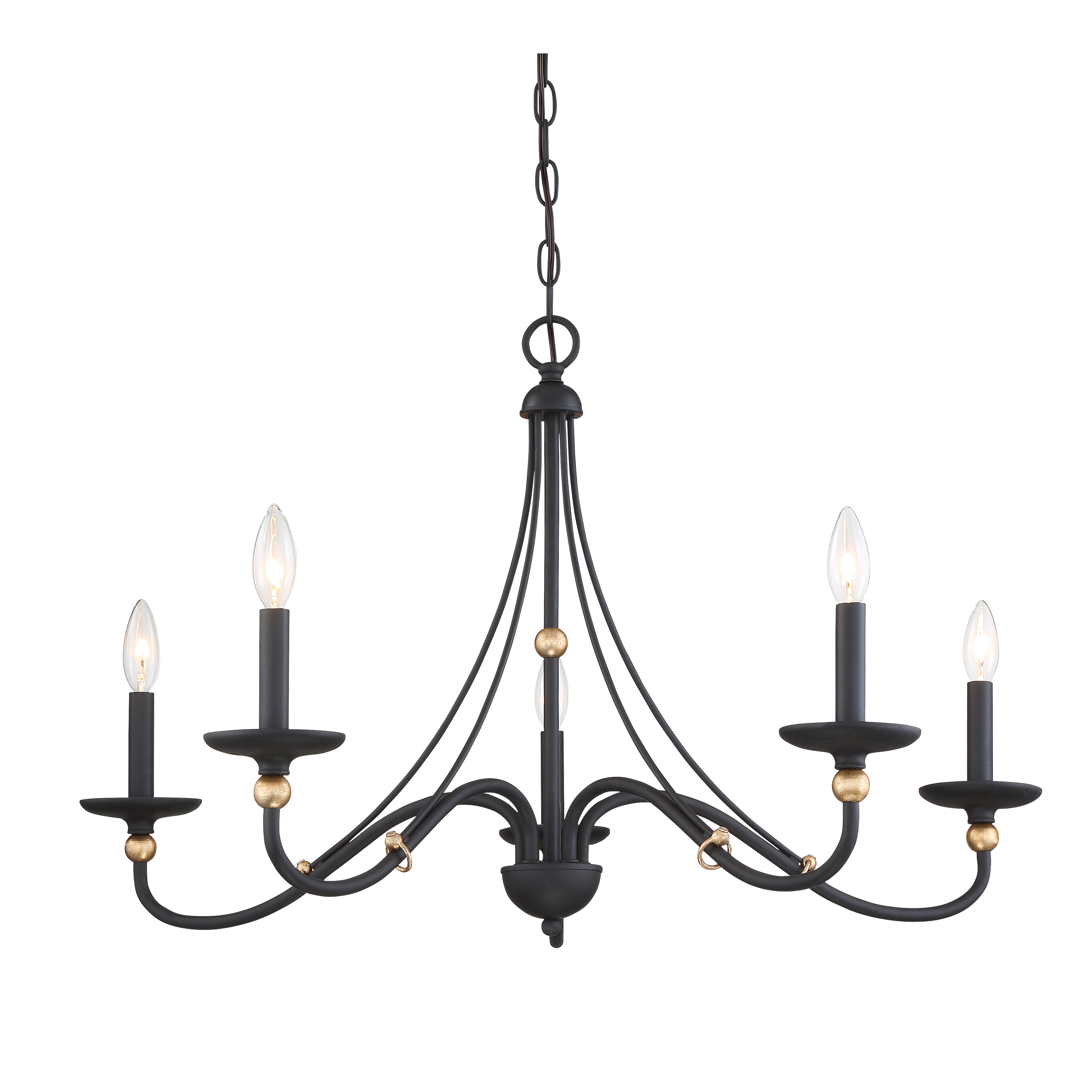 The Westchester County chandelier combines industrial elegance with transitional style. Its 34-inch linear design features a striking Sand Coal finish accented with Skyline Gold Leaf highlights, creating visual interest perfect for modern dining spaces.