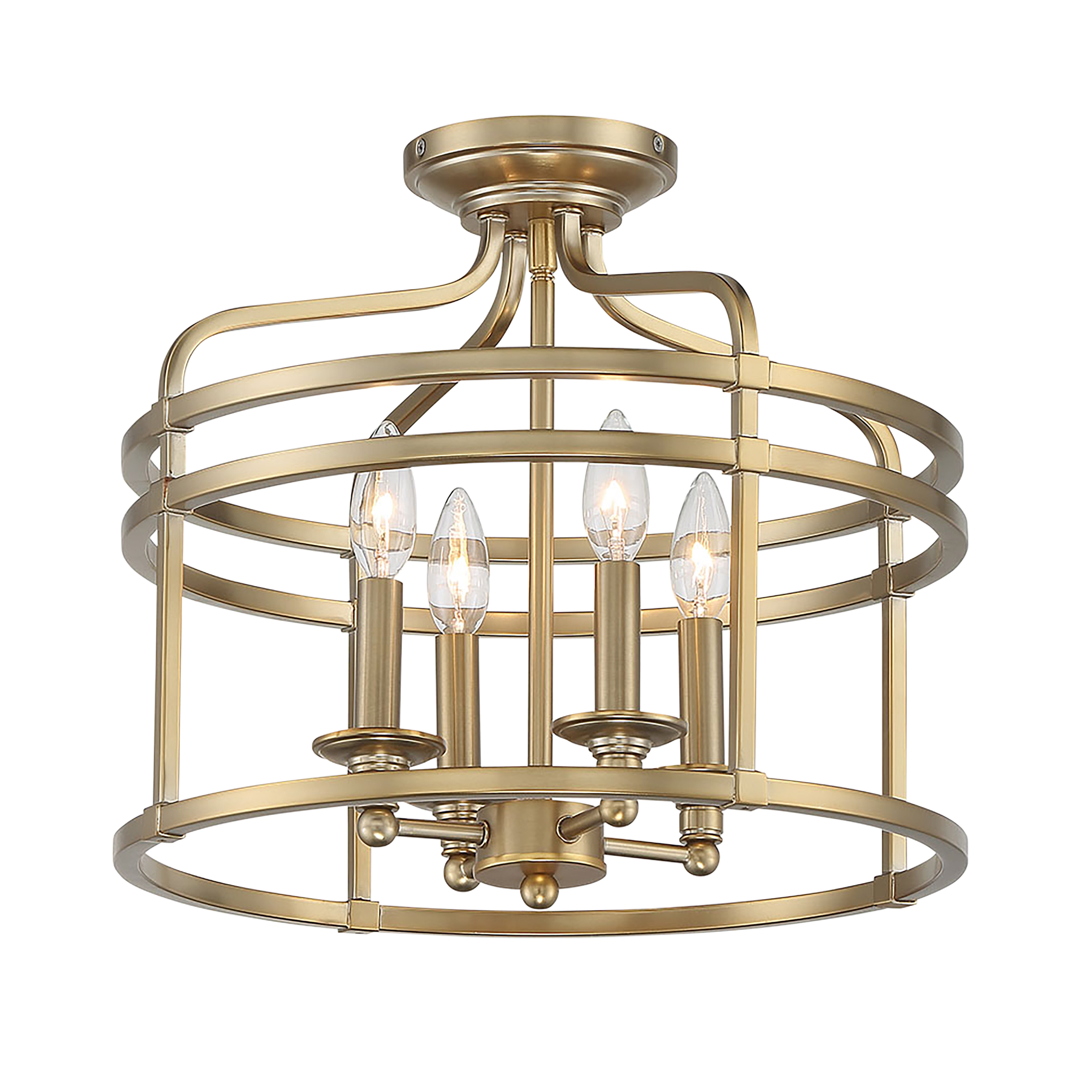 The Covent Park semi-flush mount combines traditional elegance with contemporary simplicity. Its brushed honey gold finish adds warmth to any space while the compact 16-inch width makes it ideal for smaller rooms and lower ceilings.