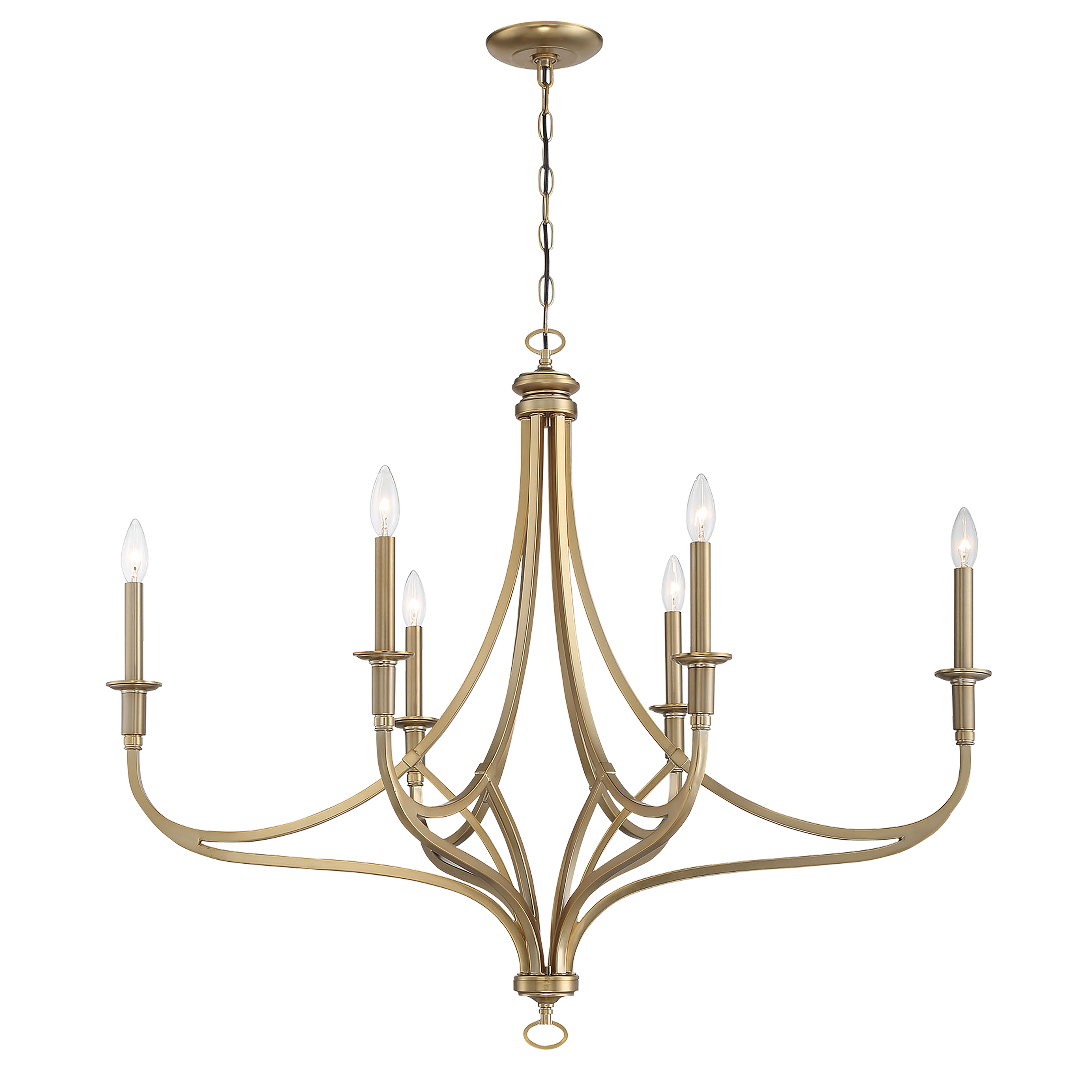 The Covent Park 6-Light Island Chandelier brings sophisticated warmth to kitchen islands and dining spaces with its brushed honey gold finish and transitional design that bridges traditional and contemporary styles.
