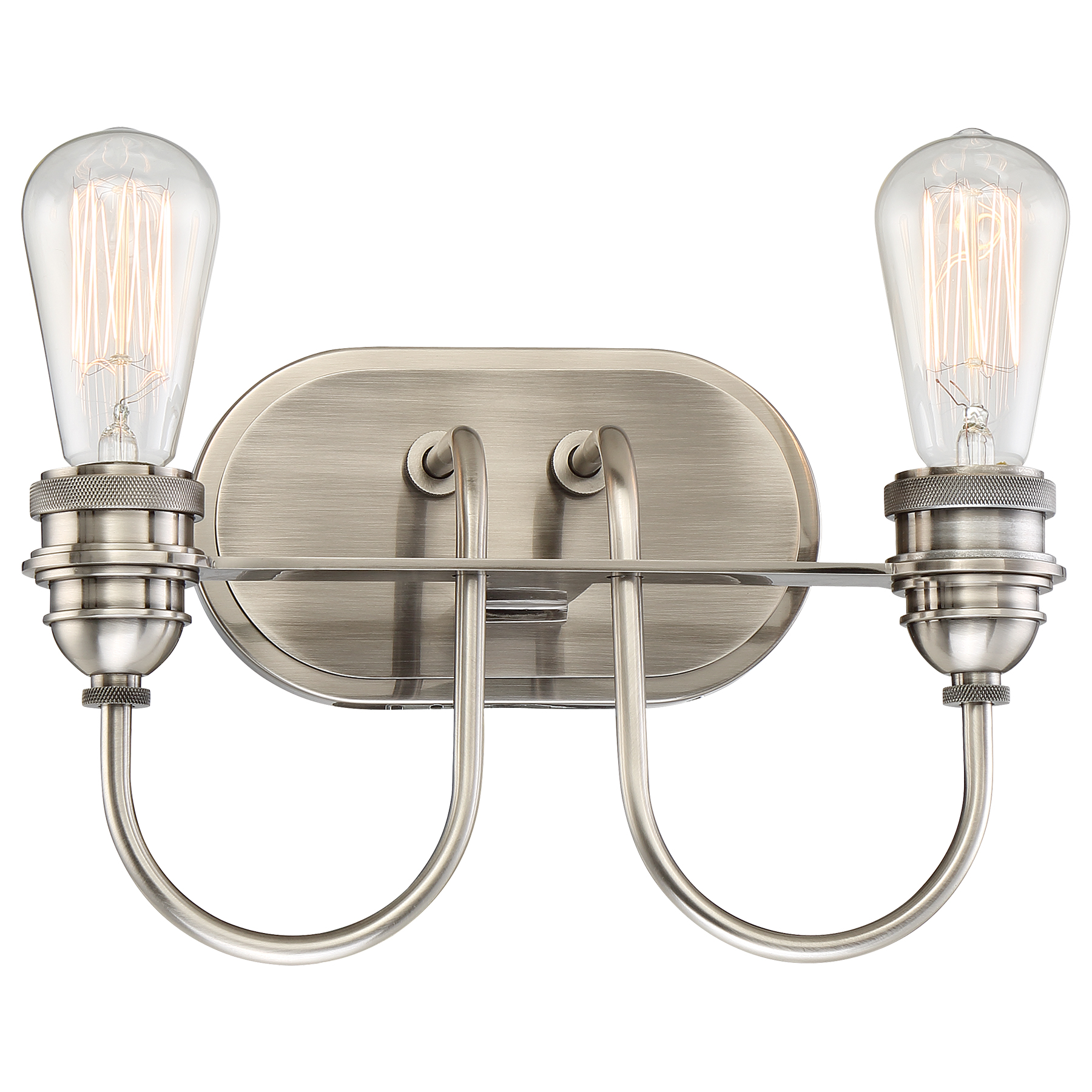The Uptown Edison 2-Light Bath fixture combines vintage Edison bulb aesthetics with a refined plated pewter finish. Compact at 12.5" wide, it's ideal for smaller bathrooms and powder rooms seeking transitional style.