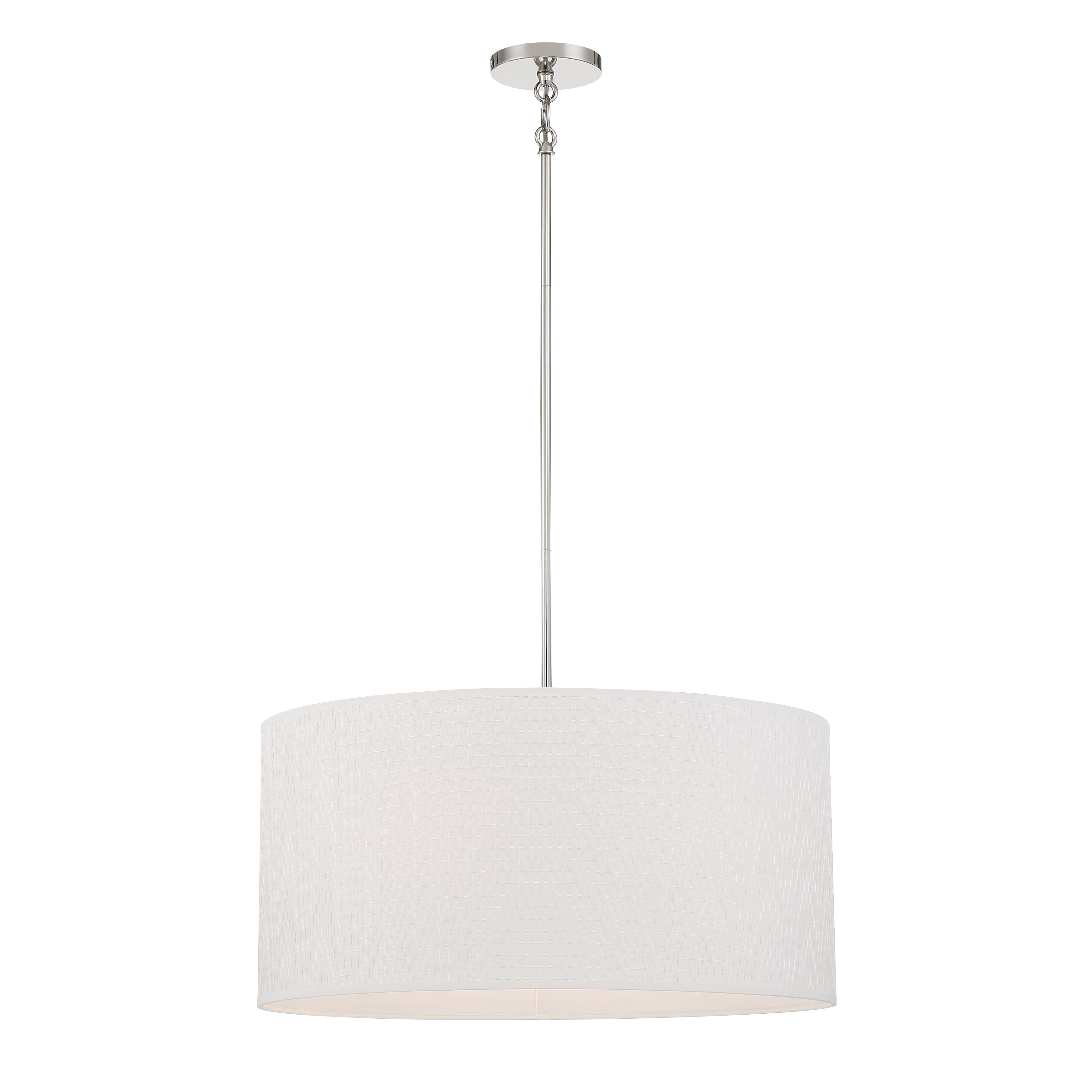 The Palmetto pendant brings organic texture and refined style with its handwoven papyrus shade and polished nickel finish. Six candelabra bulbs provide ample illumination while the natural material creates warm, diffused light perfect for dining and gathering spaces.