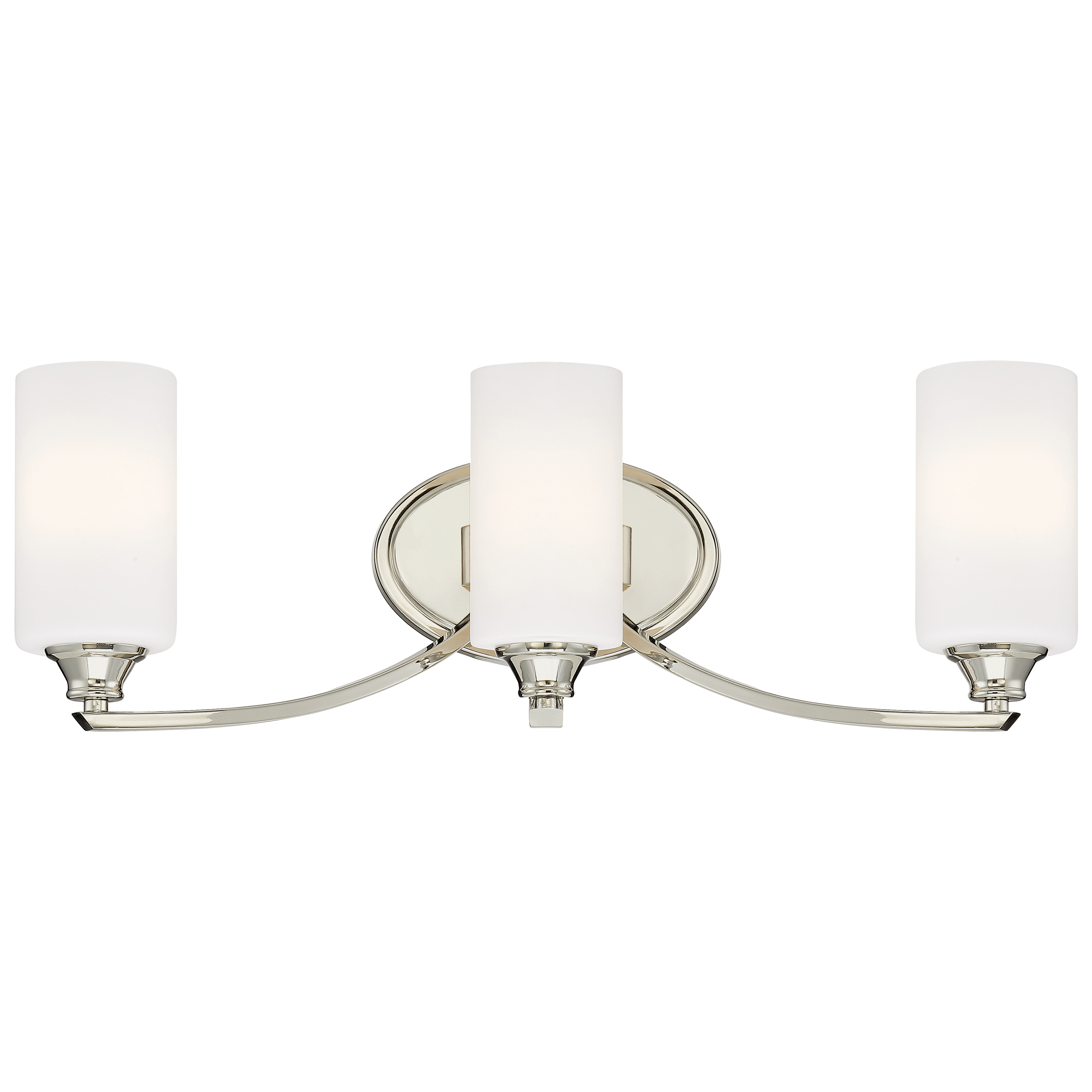 The Tilbury 3-Light Bath fixture combines traditional elegance with contemporary simplicity. Its 24-inch width and polished nickel finish make it ideal for medium to large vanities, while etched opal glass shades provide soft, flattering illumination.