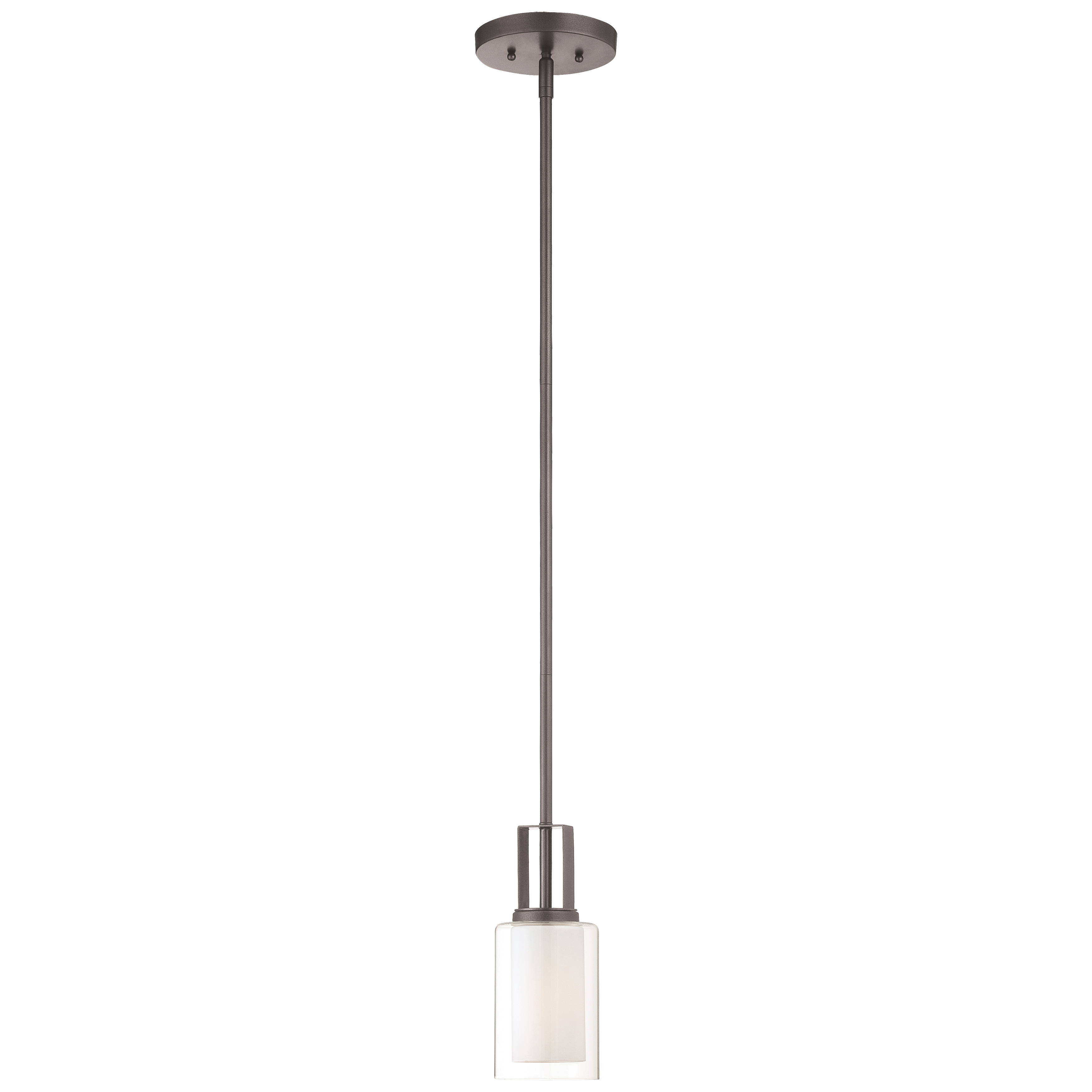 The Parsons Studio mini pendant combines clean transitional lines with an industrial smoked iron finish. Its compact 4.25" profile makes it ideal for tight spaces, while the dual glass treatment offers both clarity and diffusion.