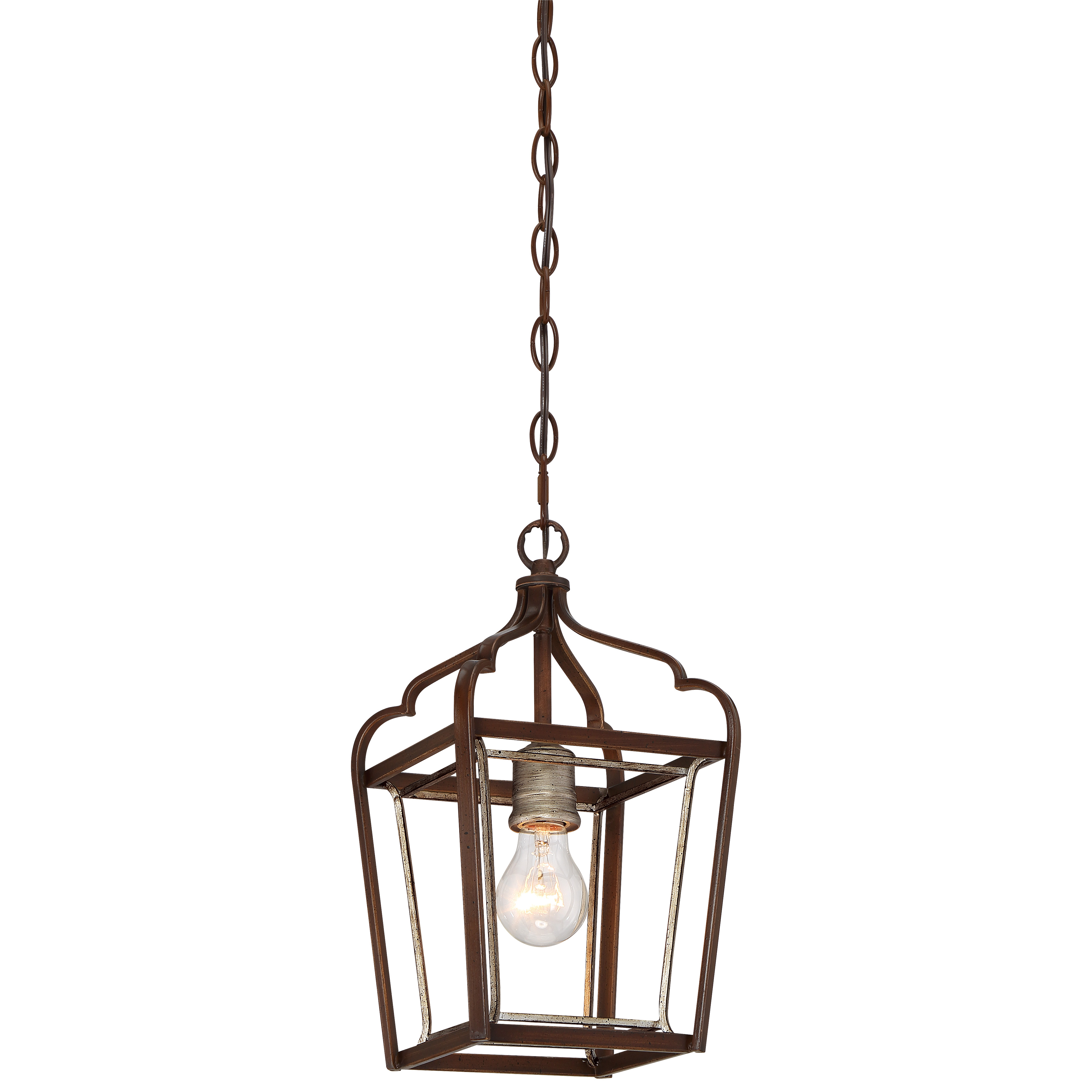 The Astrapia Mini Pendant combines traditional craftsmanship with transitional styling. Its dark rubbed sienna and aged silver finish creates visual warmth, while the compact 7.75-inch diameter makes it ideal for smaller spaces or grouped installations.