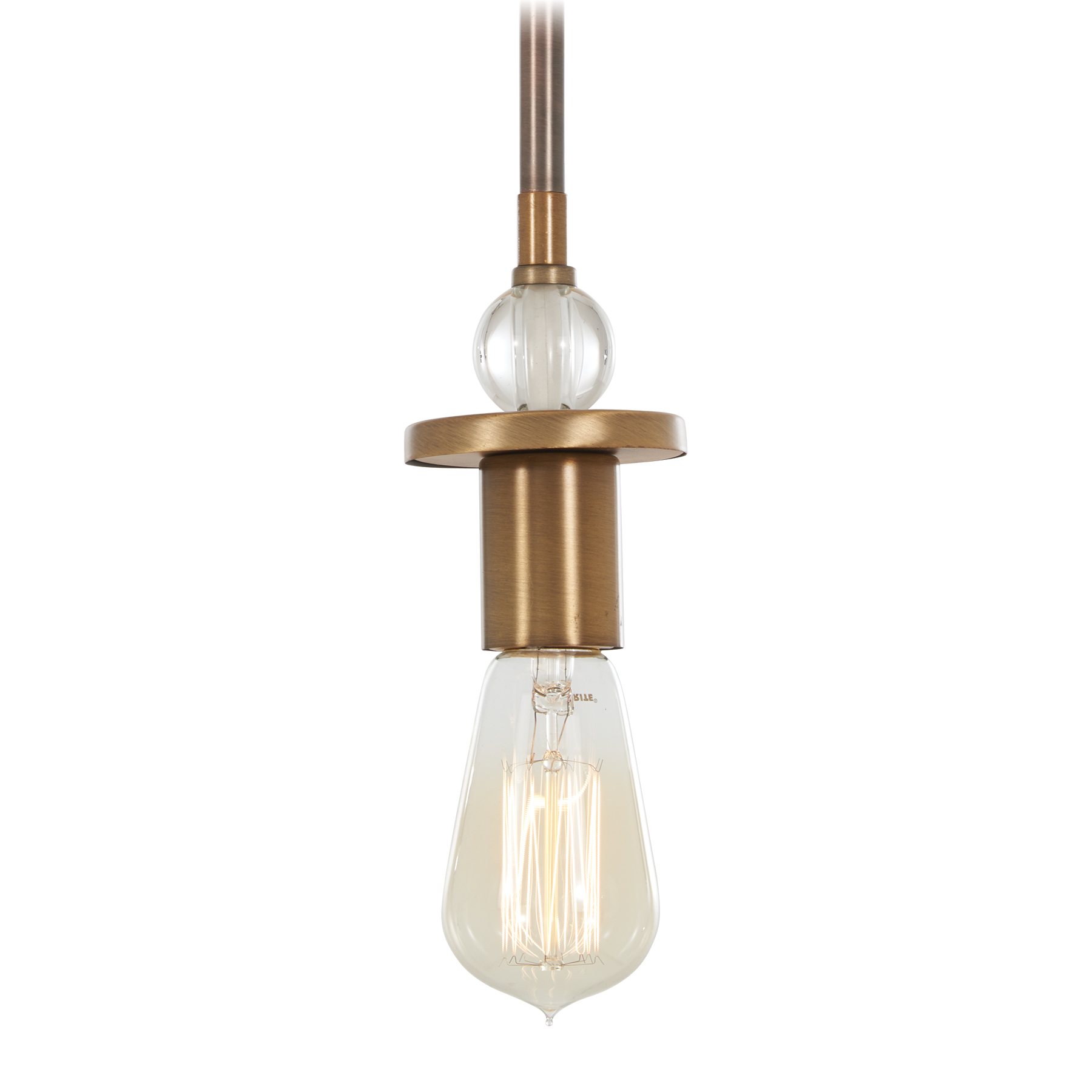The Safra mini pendant combines Harvard Court Bronze with Natural Brushed Brass accents for a refined transitional look. At just 3 inches wide, it's perfect for tight spaces, multiples over islands, or accent lighting.