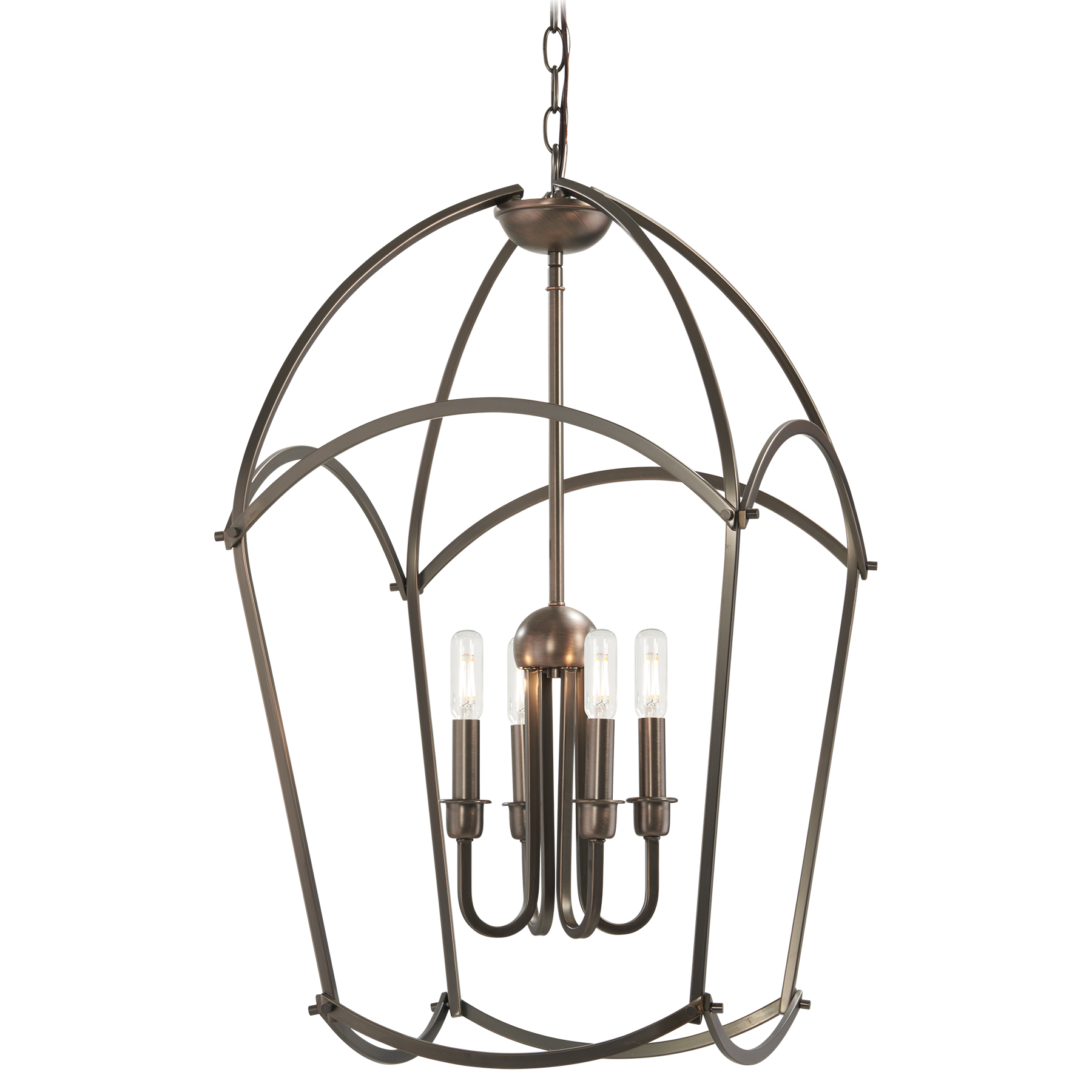 The Jupiter's Canopy pendant combines classic candelabra styling with a refined Harvard Court Bronze finish. Its 17-inch width and 4-light configuration provide excellent illumination for dining spaces while the adjustable chain allows customization.