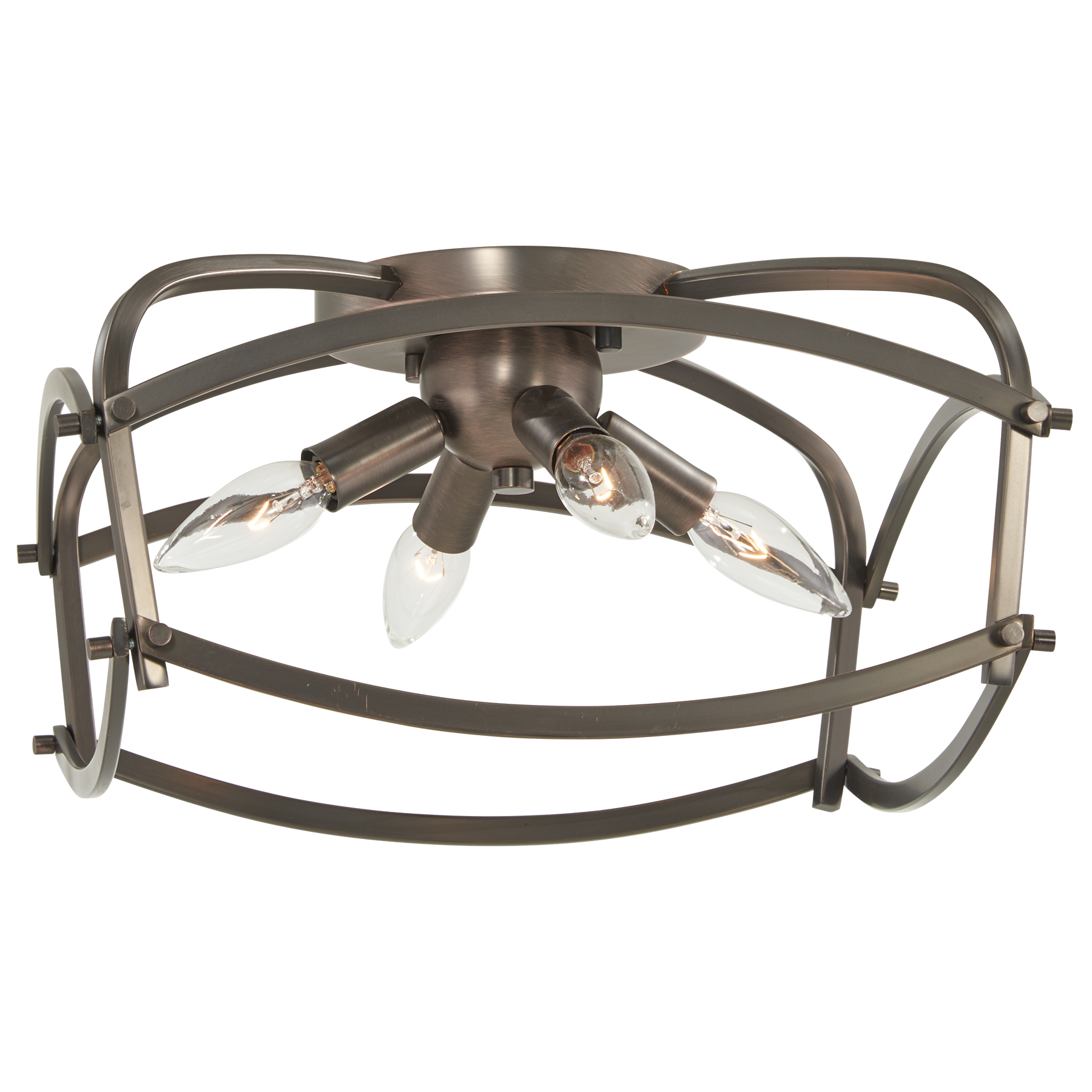 The Jupiter's Canopy flush mount delivers traditional elegance in a space-saving 14-inch profile. Its Harvard Court Bronze finish and 4-light configuration provide warm illumination ideal for smaller spaces with standard ceiling heights.