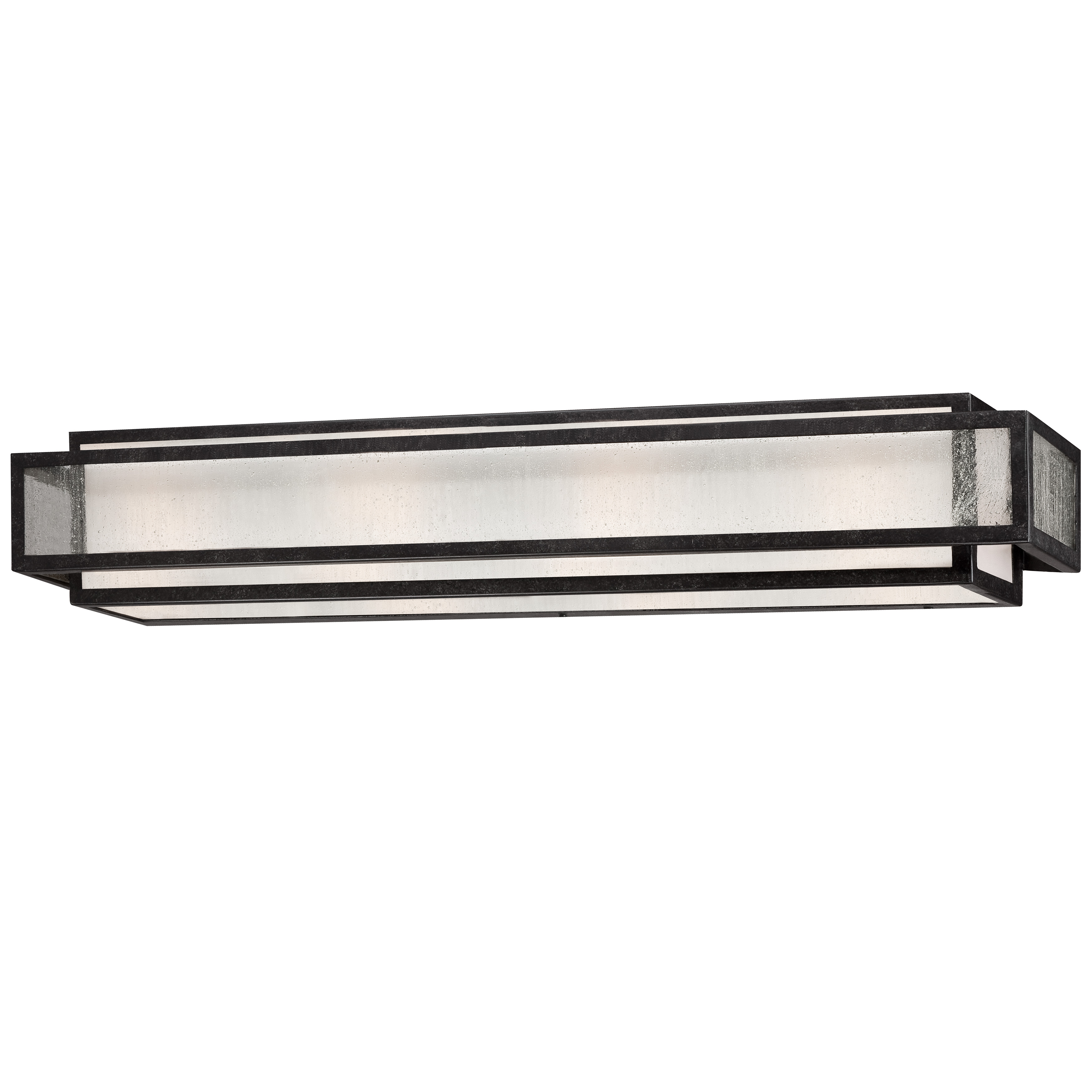 The Camden Square 4-Light Bath Vanity combines industrial charm with transitional elegance. Its 30-inch width provides excellent illumination for larger vanities, while the aged charcoal finish and seeded glass create visual interest.