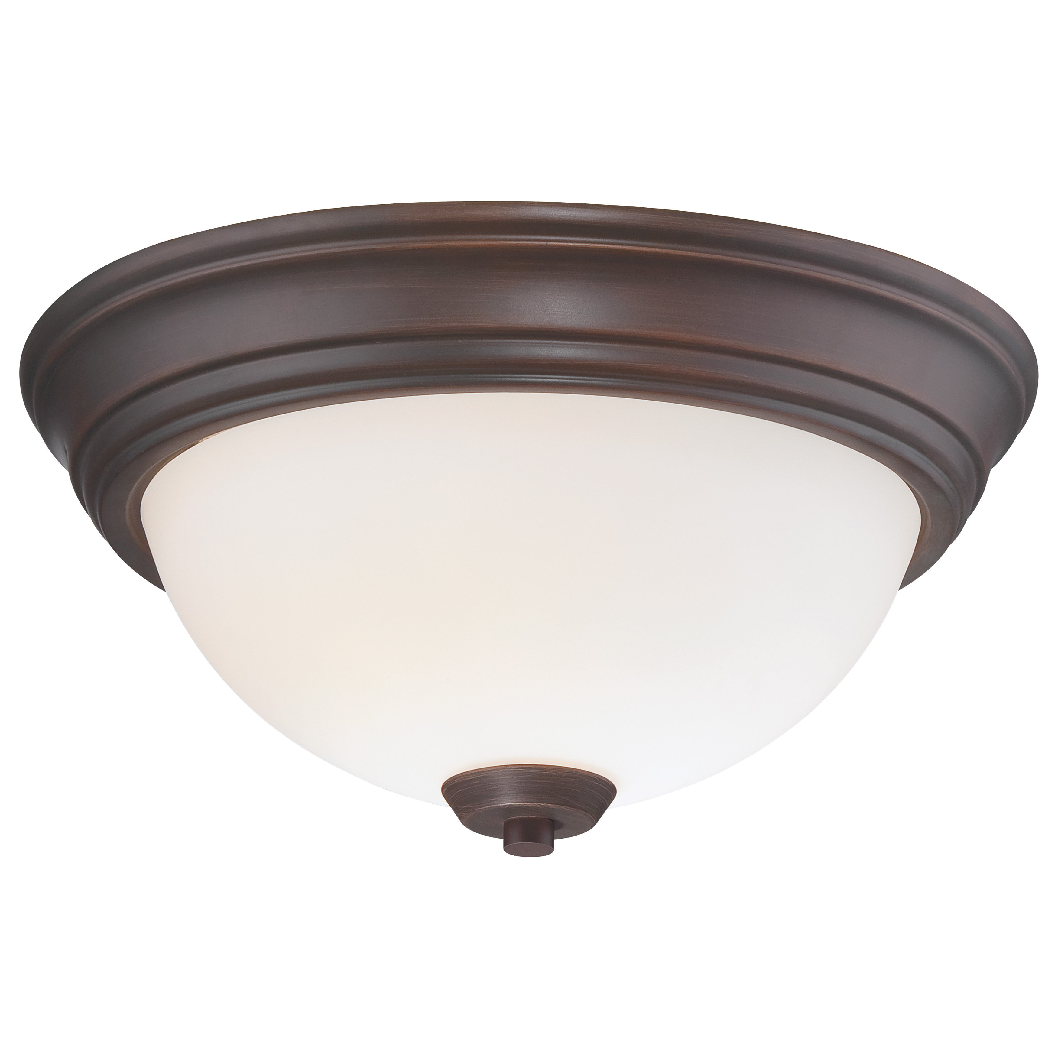 The Overland Park flush mount combines vintage bronze warmth with clean etched glass for versatile lighting. Its compact 13-inch profile and low 6-inch height make it ideal for hallways, bedrooms, and closets with standard ceilings.