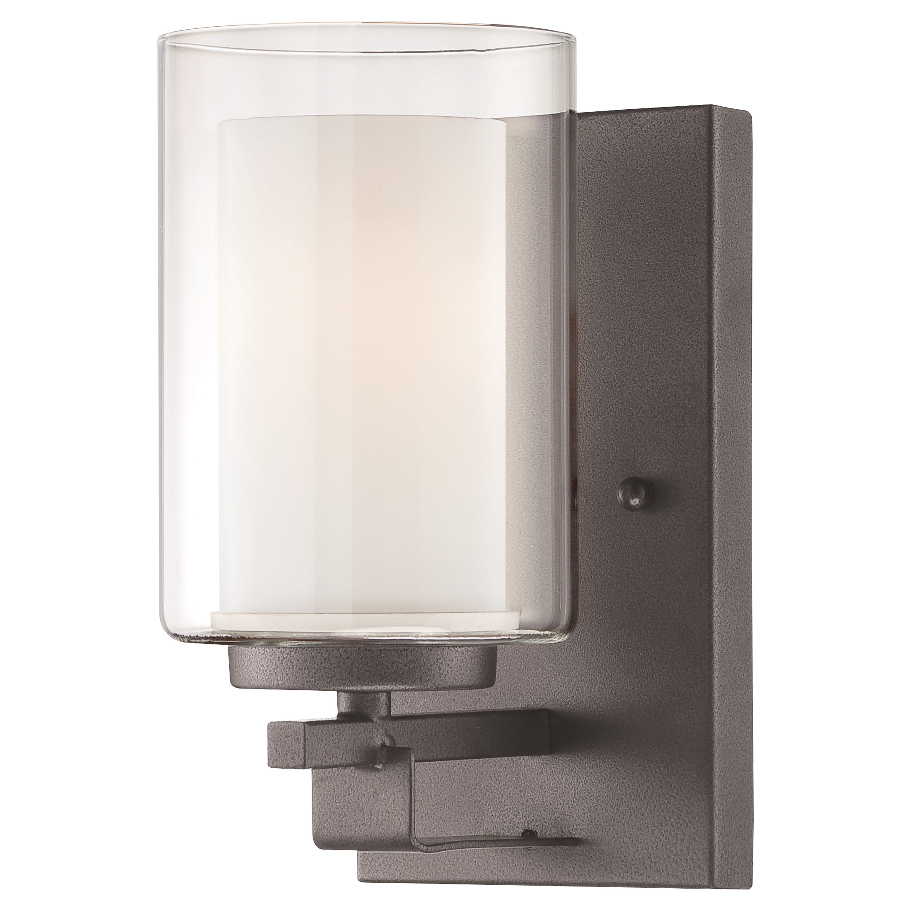 The Parsons Studio bath sconce combines clean lines with an industrial smoked iron finish, offering versatile style for modern bathrooms. Its compact 4.5" width makes it ideal for smaller spaces while the clear and etched glass provides balanced illumination.