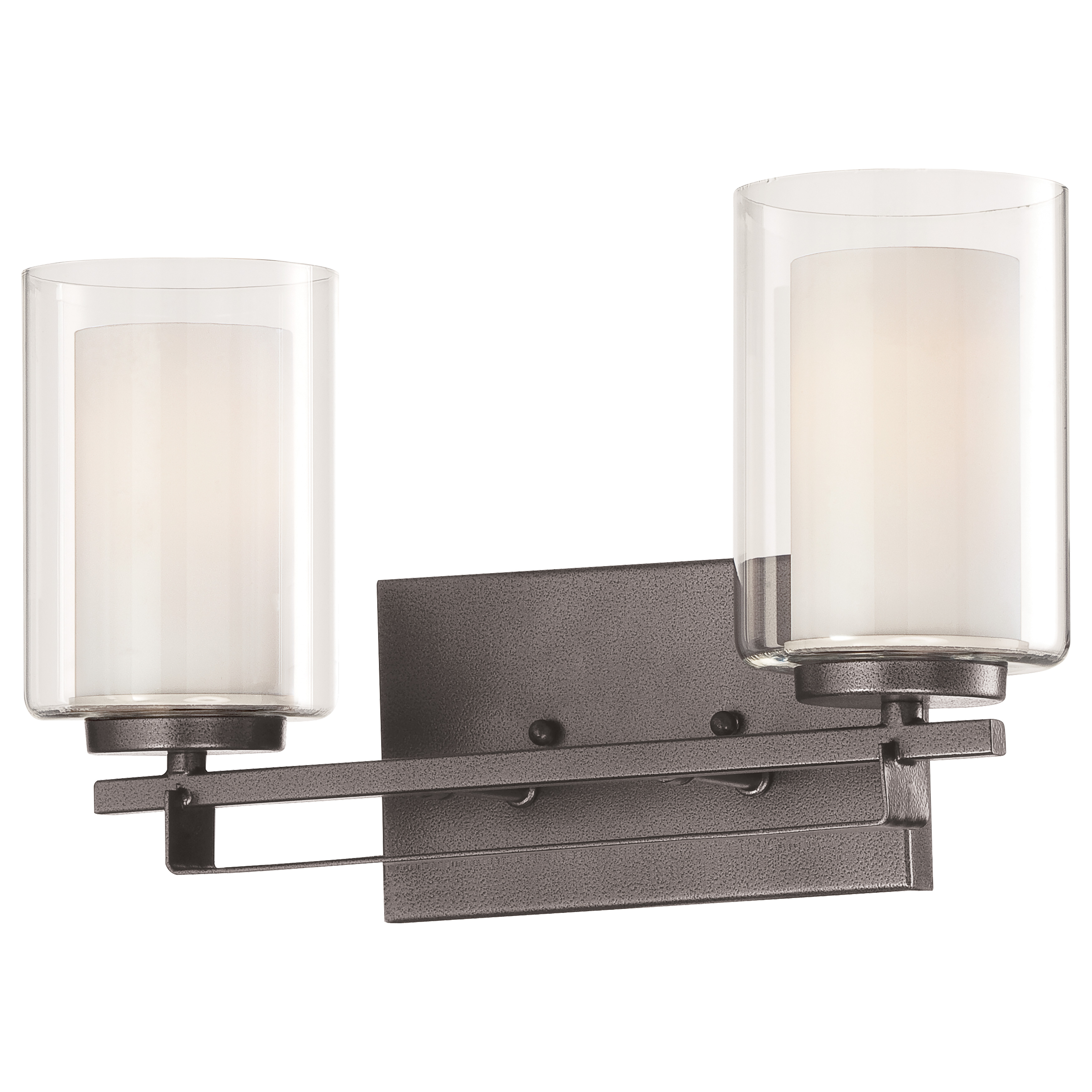 The Parsons Studio 2-Light Bath Vanity combines clean transitional design with industrial character. Its smoked iron finish and dual glass shades provide excellent task lighting for bathrooms while adding sophisticated style.