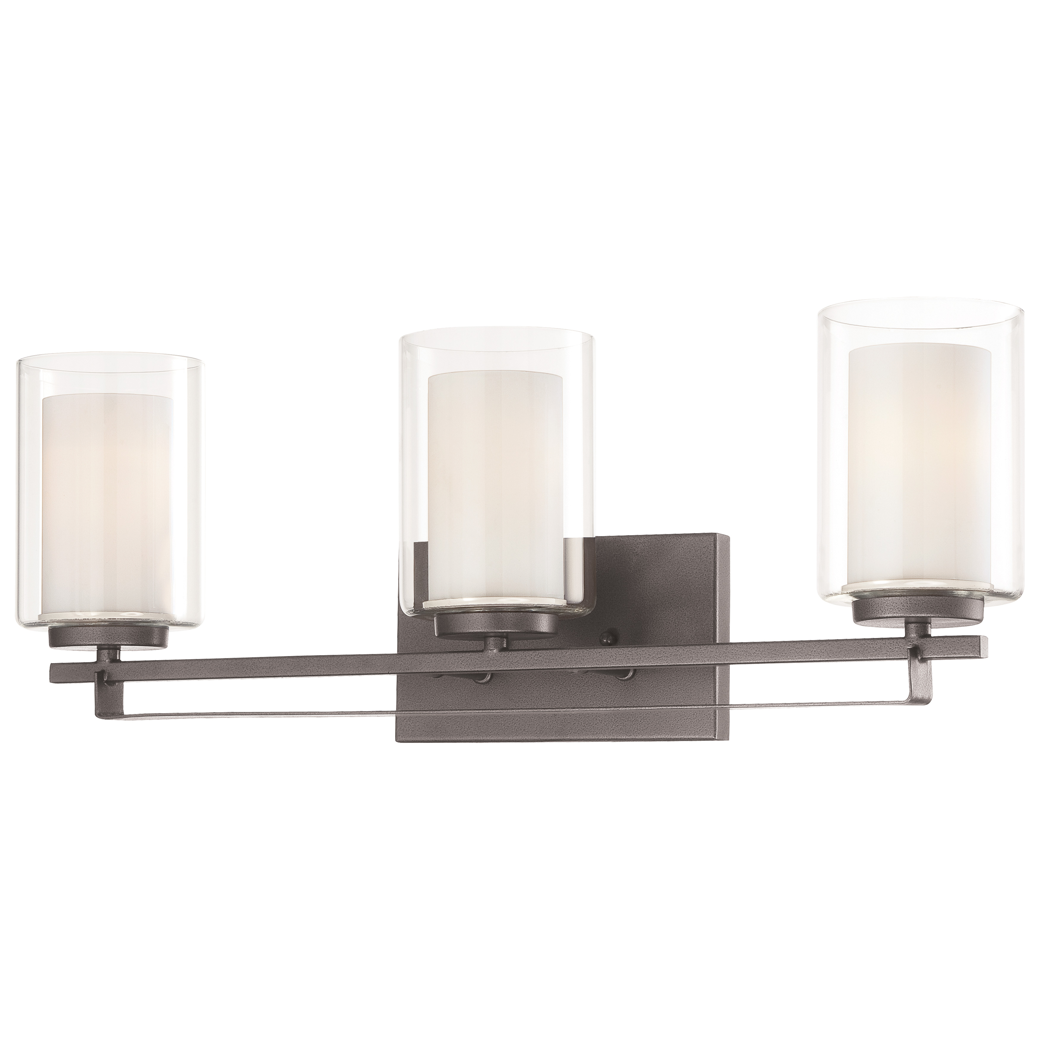 The Parsons Studio 3-Light Bath combines clean transitional design with industrial smoked iron finish. At 24 inches wide, it's perfectly sized for medium vanities, offering ample illumination with dimmable functionality.