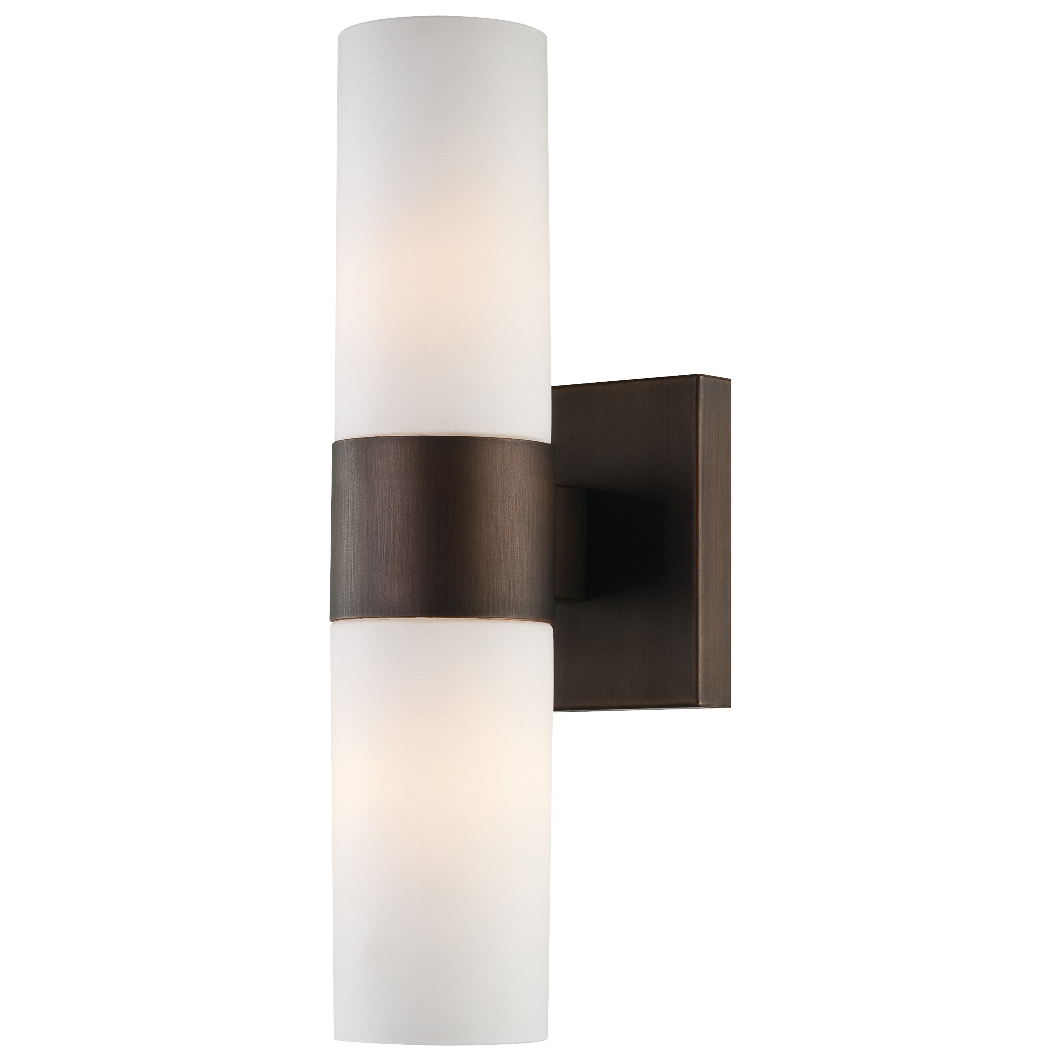 This sleek 2-light wall sconce combines modern design with warm copper bronze patina finish and soft etched opal glass. Perfect for bathrooms, hallways, and smaller spaces requiring ambient lighting with contemporary style.