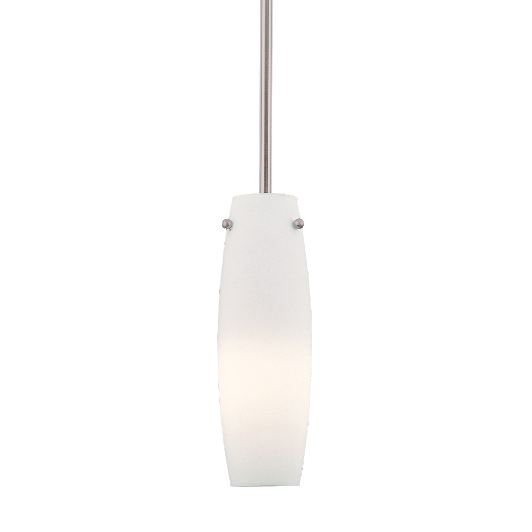 This sleek mini pendant combines brushed nickel hardware with etched opal glass for a clean, modern look. Its compact 3.63-inch width makes it perfect for tight spaces or grouped installations over kitchen islands.