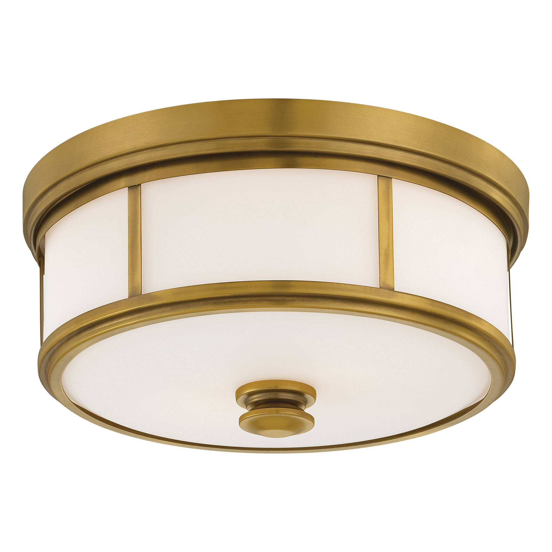 This traditional 3-light flush mount combines a warm Liberty Gold finish with etched opal glass for soft, even illumination. Ideal for low-ceiling spaces, it provides ample light while maintaining a compact 7-inch profile.