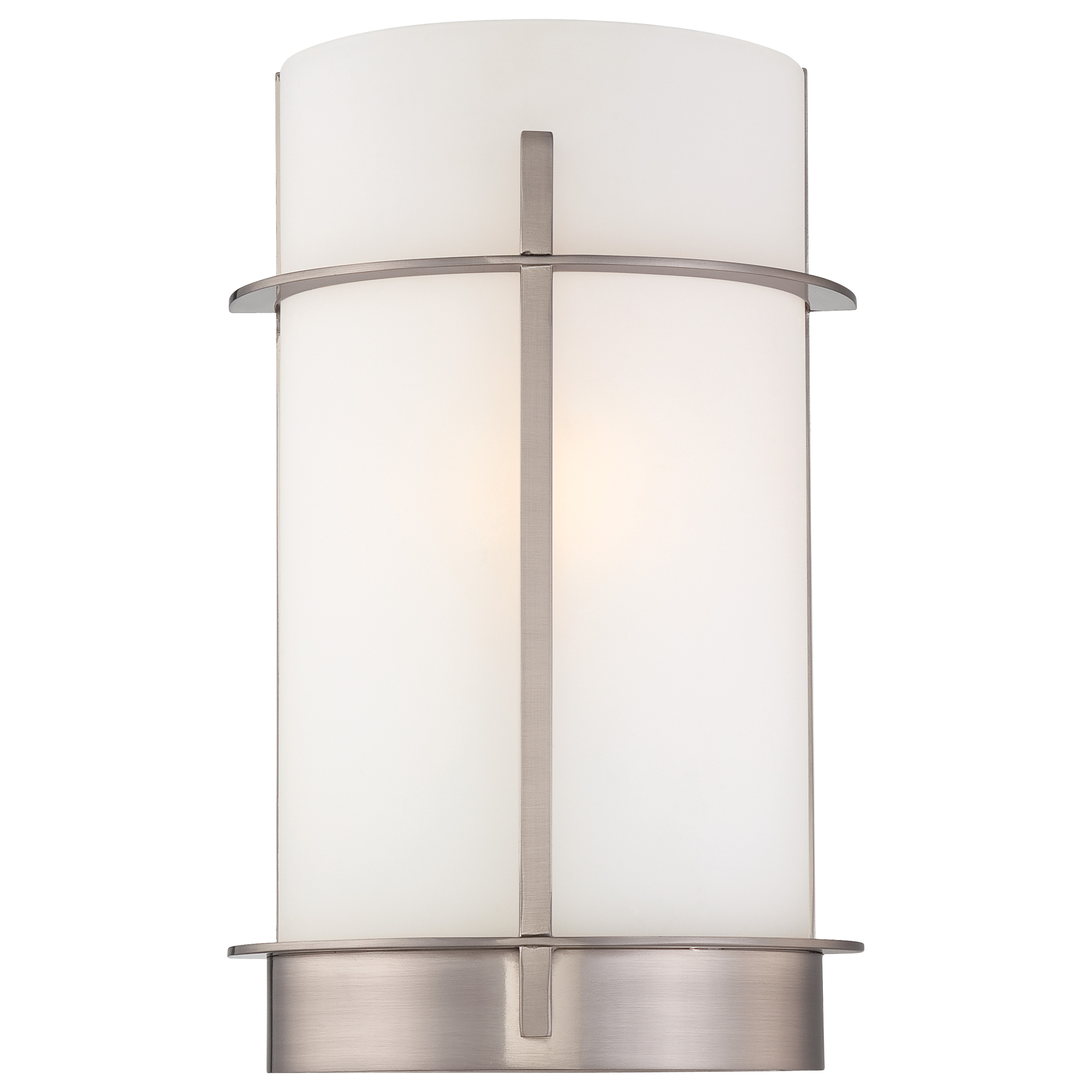 This traditional wall sconce combines brushed nickel elegance with etched opal glass for soft, diffused lighting. ADA-compliant design makes it ideal for bathrooms and hallways where accessibility matters.