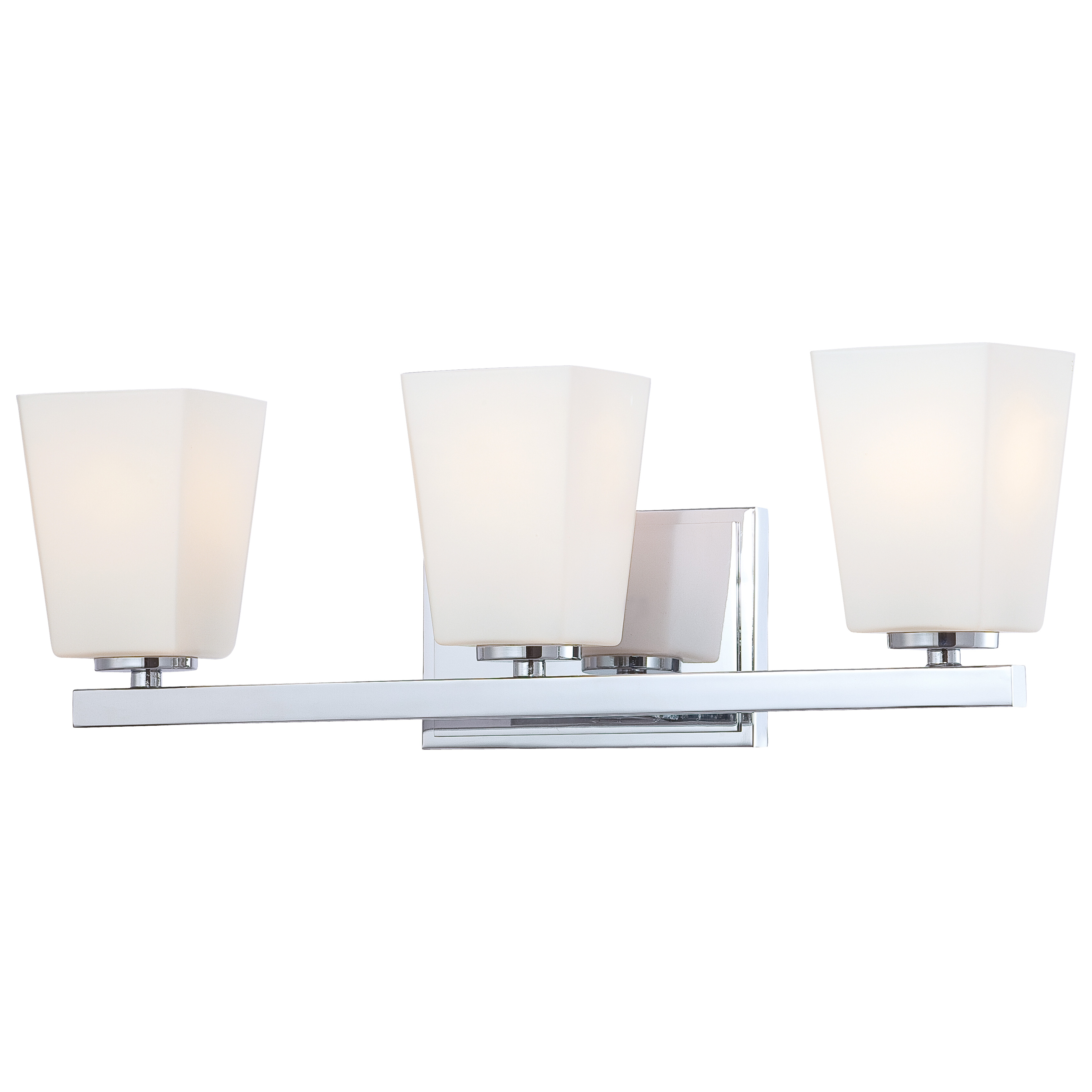 The City Square 3-Light Bath Vanity Light delivers traditional elegance with its polished chrome finish and etched opal glass shades. At 20.75 inches wide, it provides excellent illumination for medium-sized vanities while maintaining a clean, classic aesthetic.