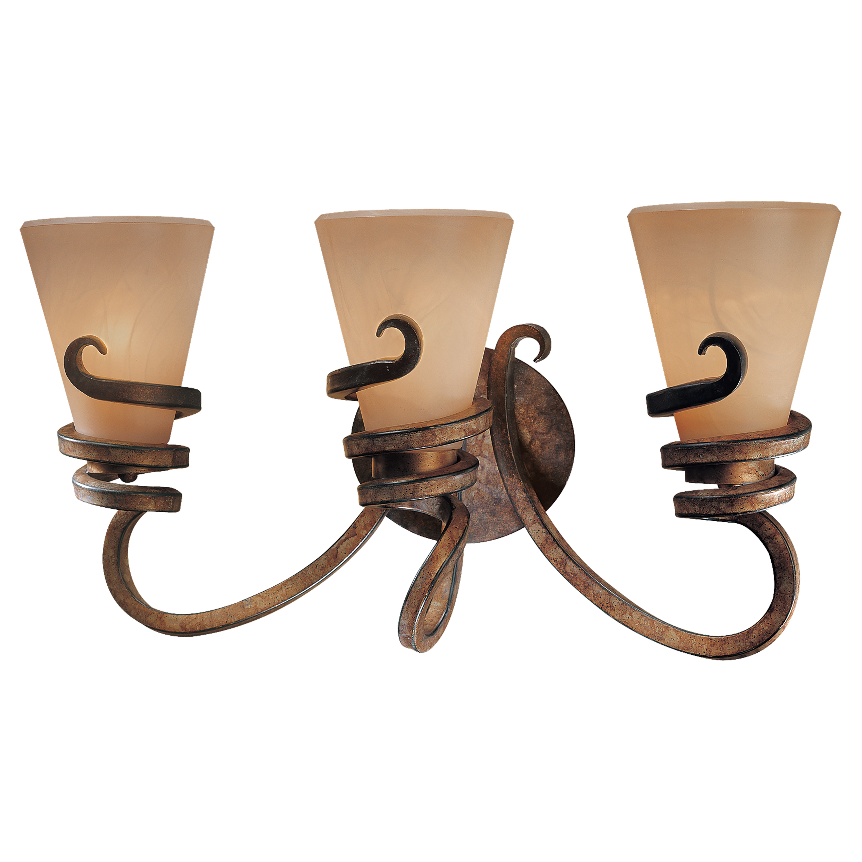 The Tofino 3-Light Bath fixture combines warm bronze tones with distinctive Marbre Grabar glass for sophisticated bathroom illumination. Its 23-inch width makes it ideal for medium vanities and powder rooms.