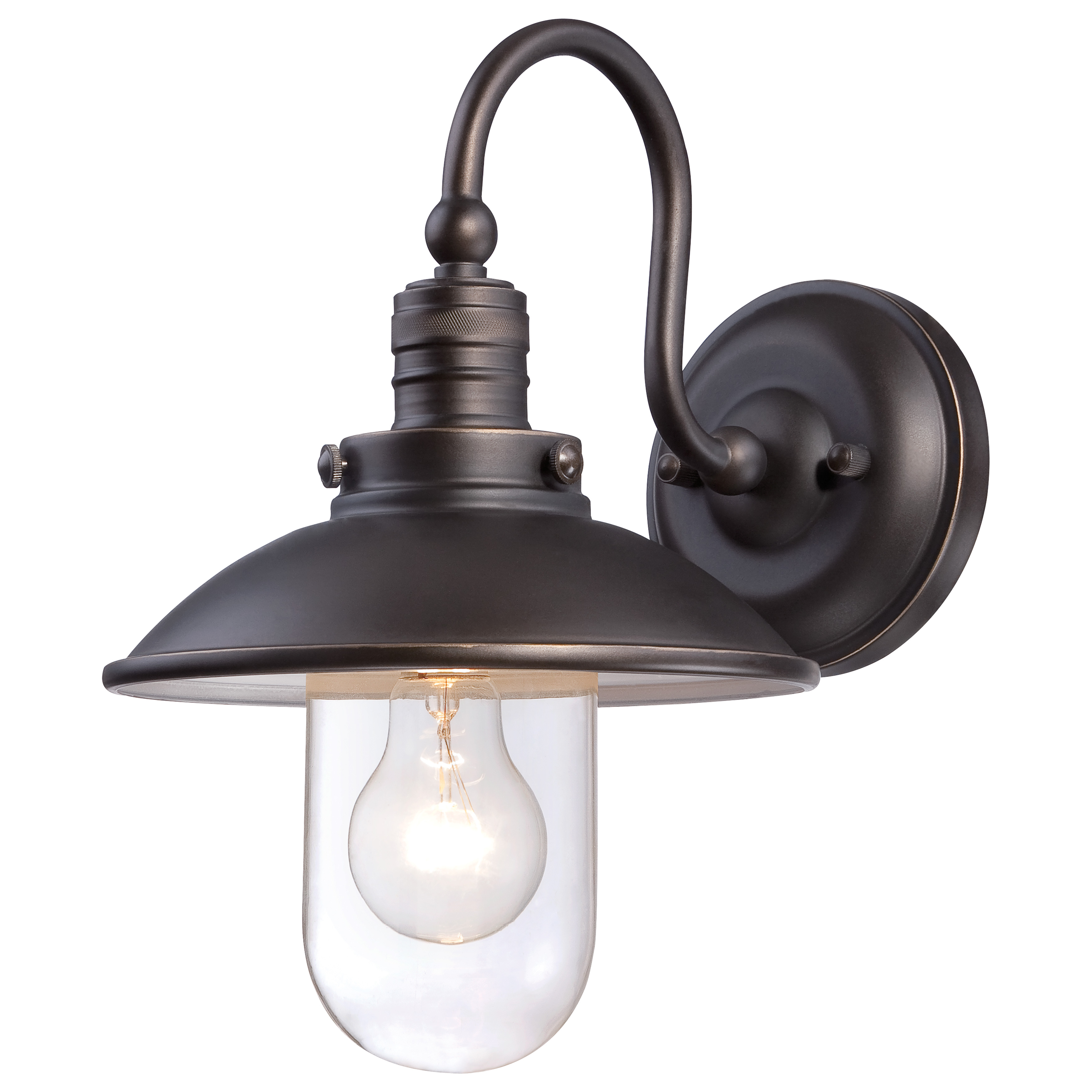 1 Light Wall Mount in Oil Rubbed Bronze Finish with Gold Highlights and Clear Glass