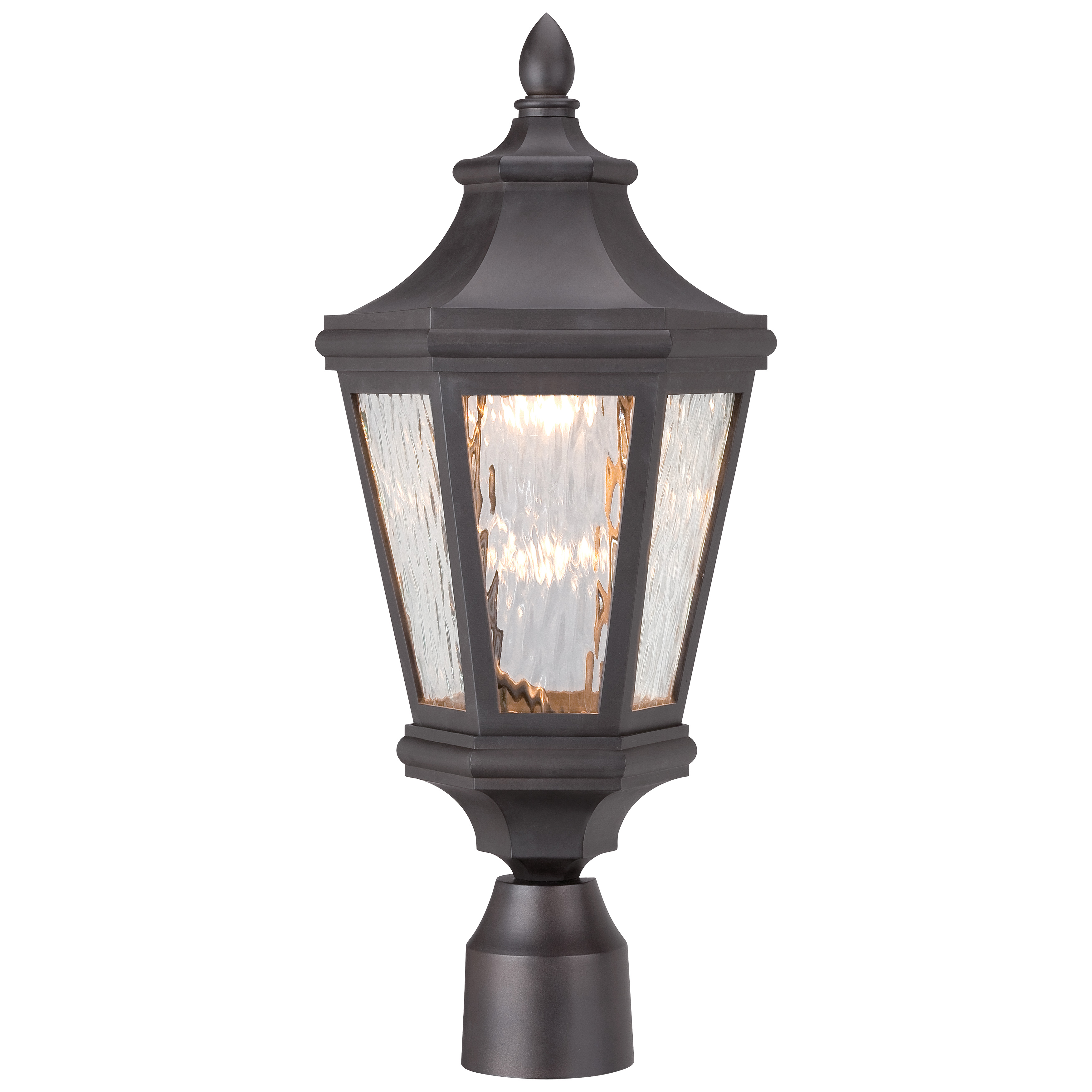 1 Light LED Outdoor Post Mount Lantern in Oil Rubbed Bronze Finish with Clear Water Glass