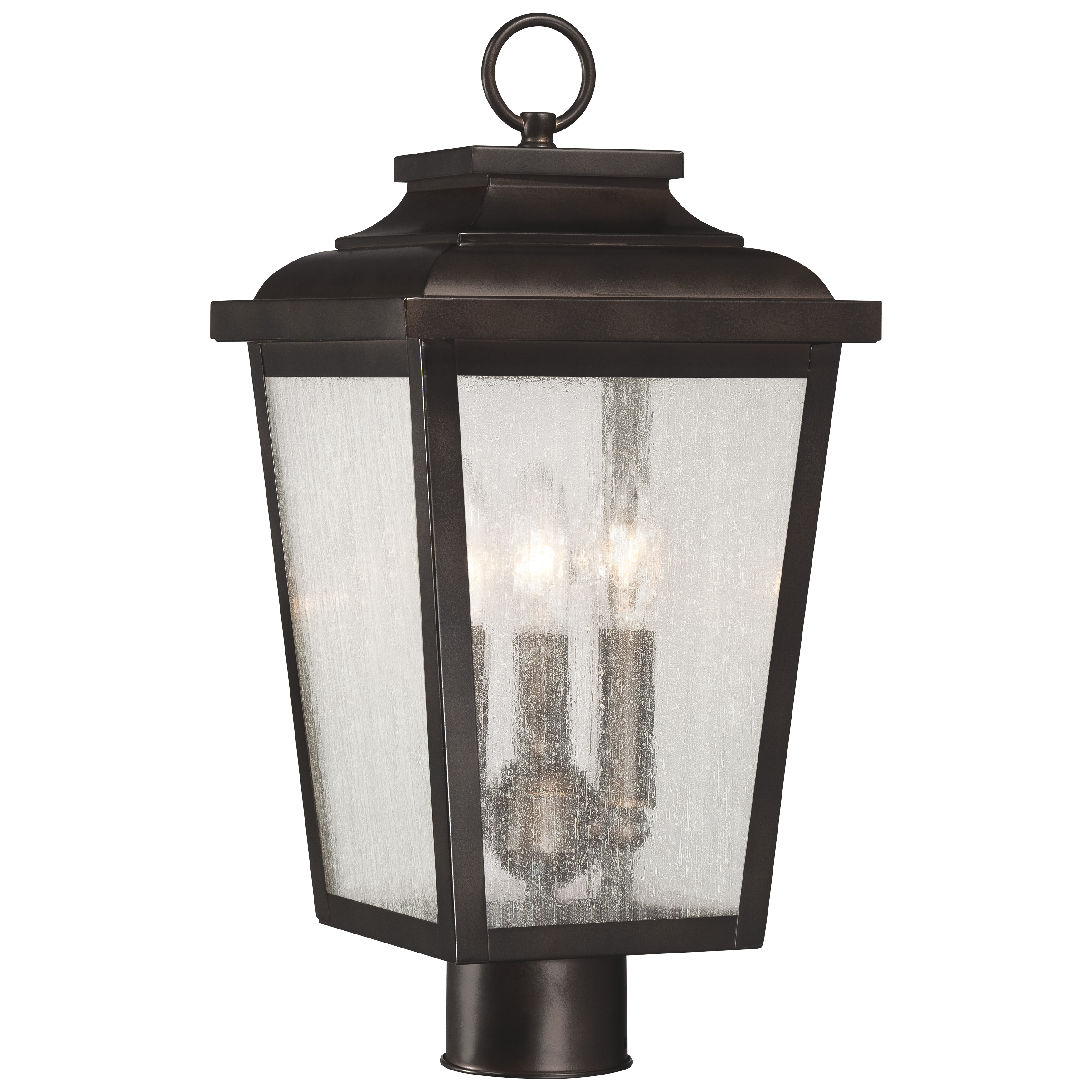 3 Light Post Mount in Chelesa Bronze™ Finish with Clear Seeded Glass