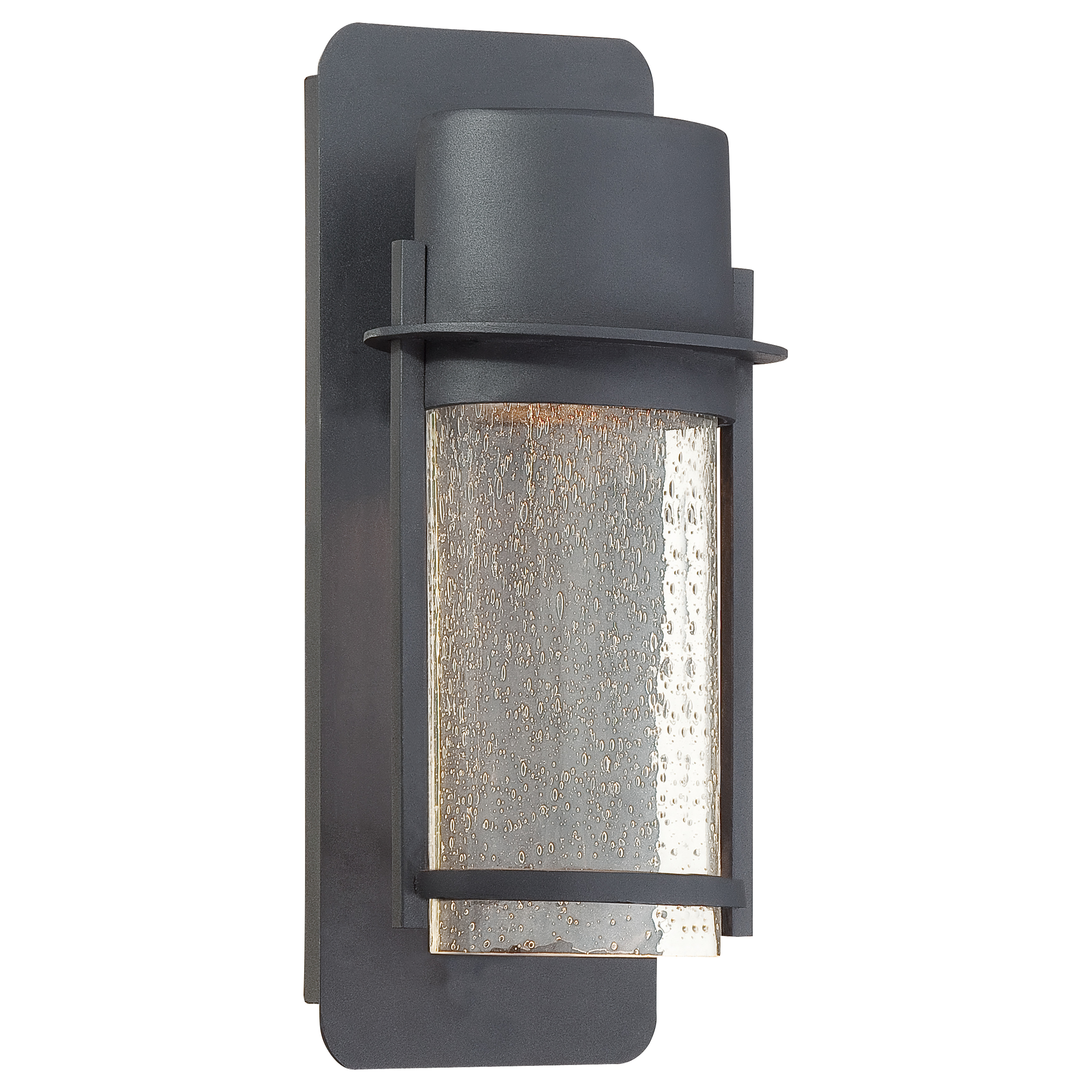 1 Light Wall Mount in Black Finish with  Clear Seeded Glass Shade