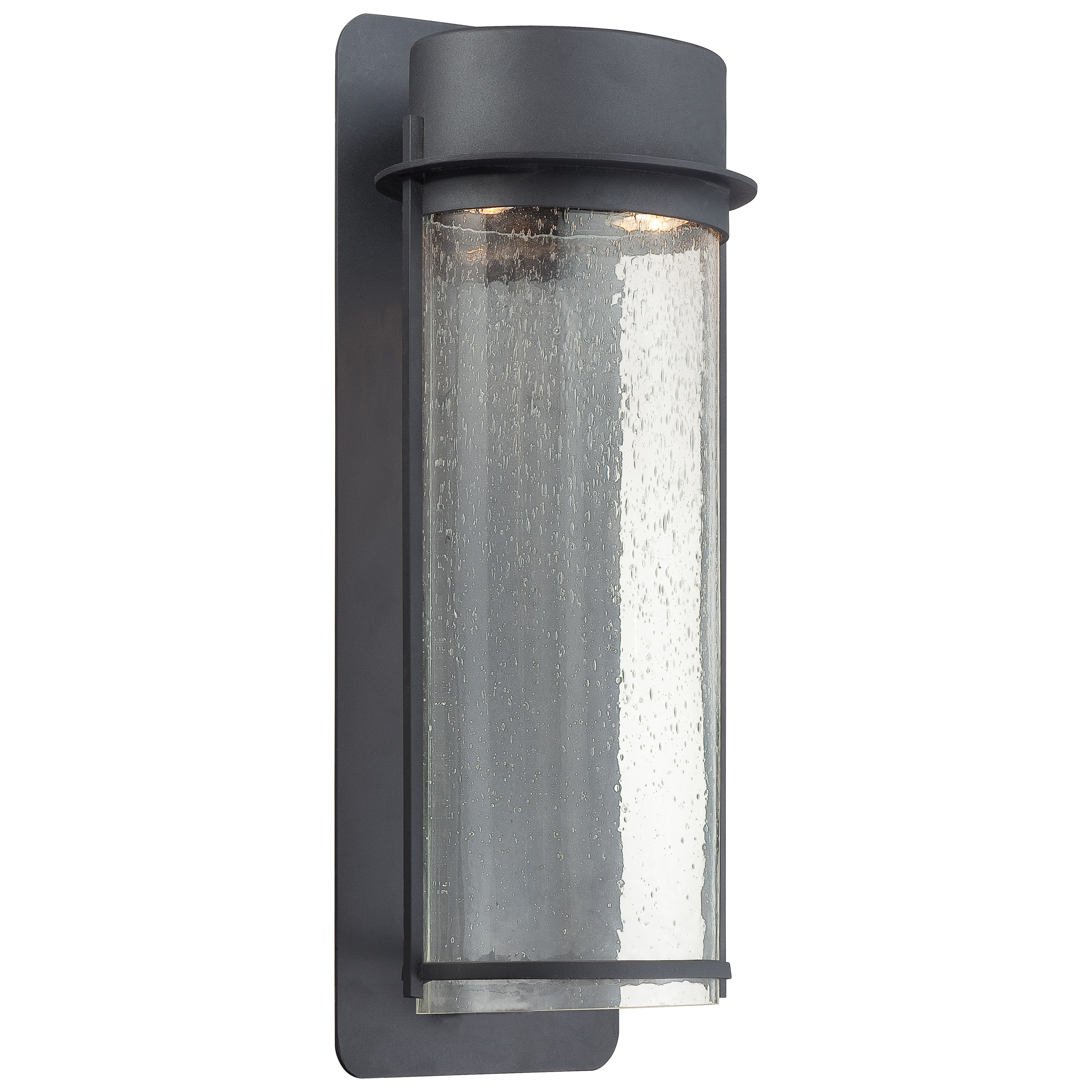 2 Light Wall Mount in Black Finish with  Clear Seeded Glass