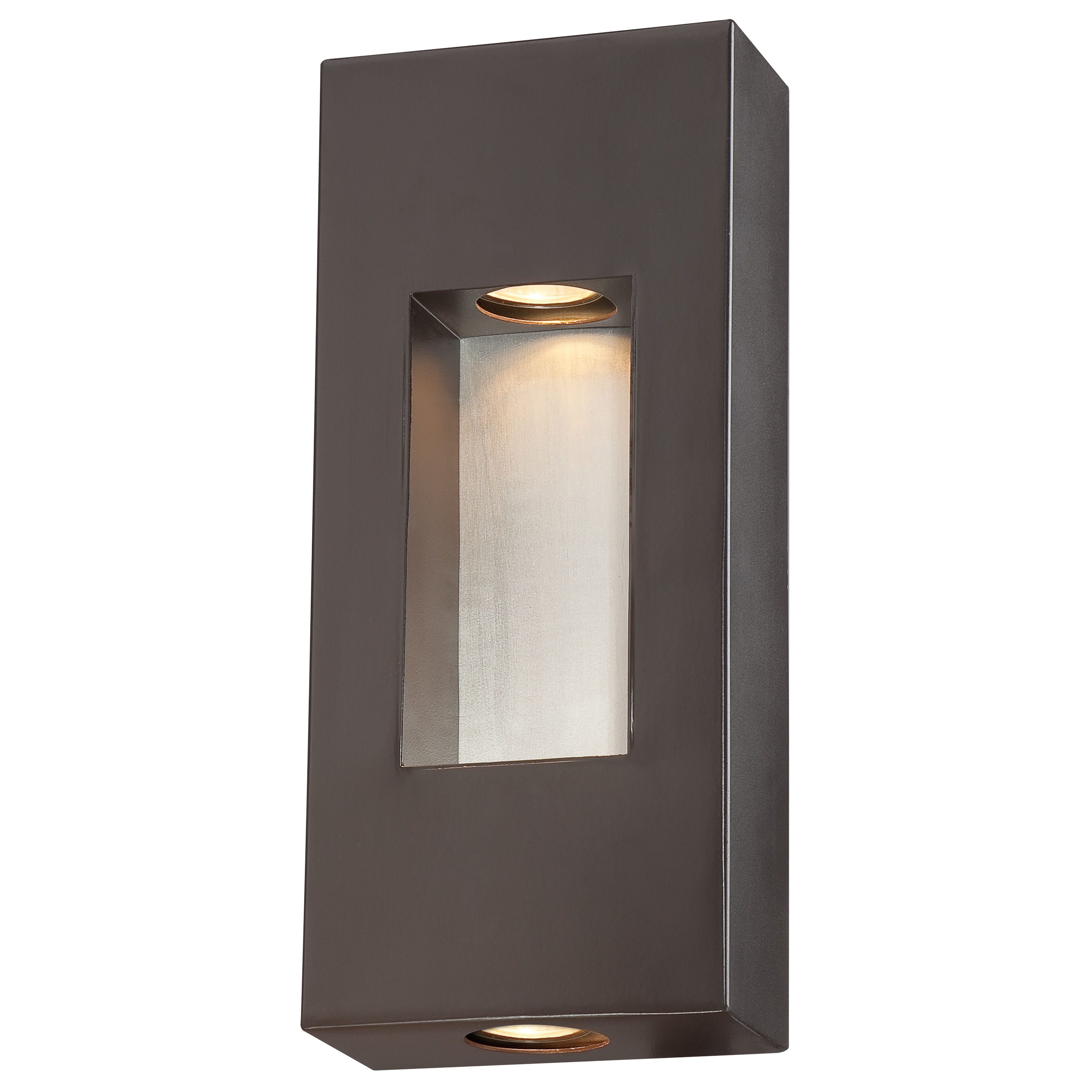 2 Light Pocket Lantern in Dorian Bronze™ Finish with Brushed Aluminum Center Accent