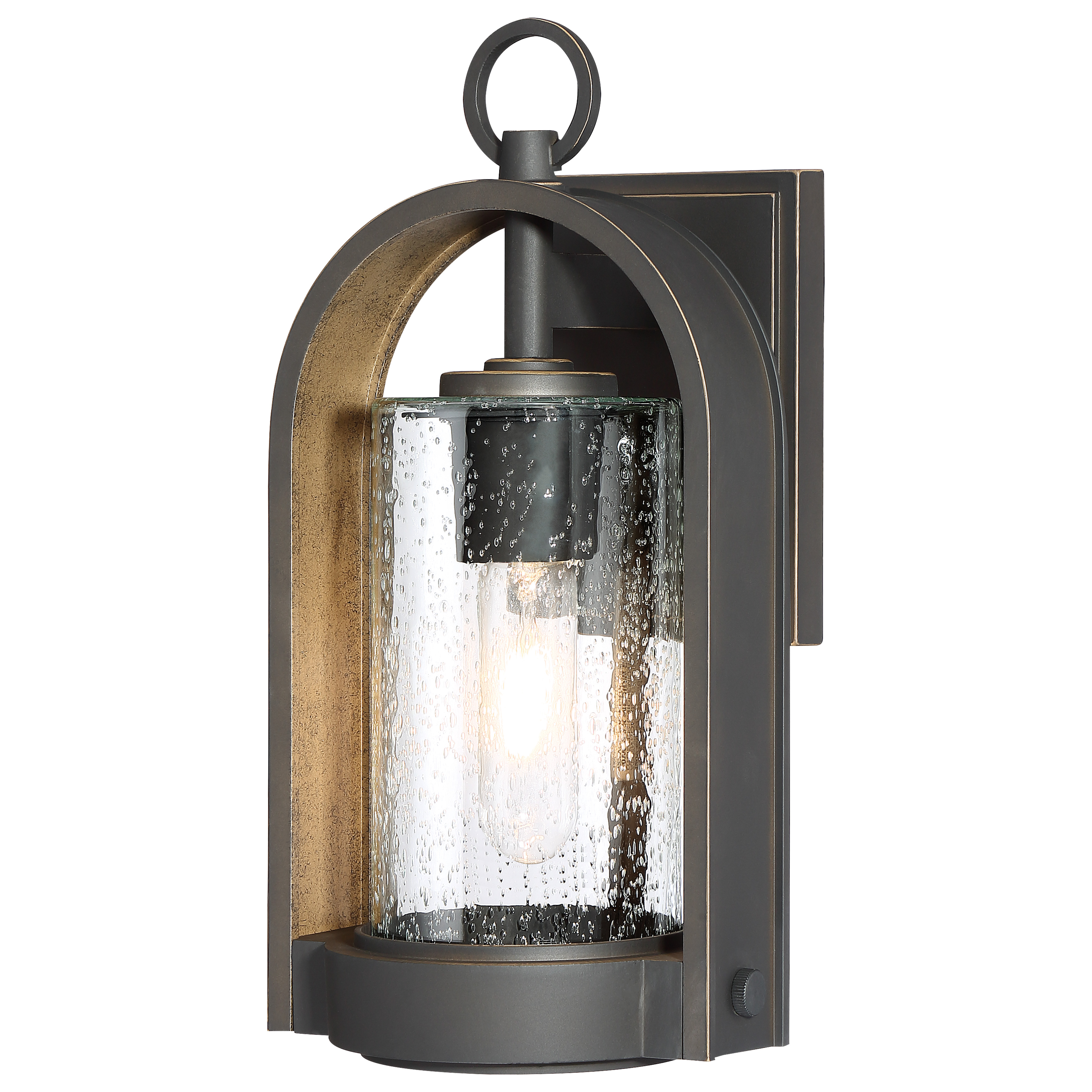 1 Light Wall Mount in Oil Rubbed Bronze Finish with Gold Highlights with Clear Seeded Glass