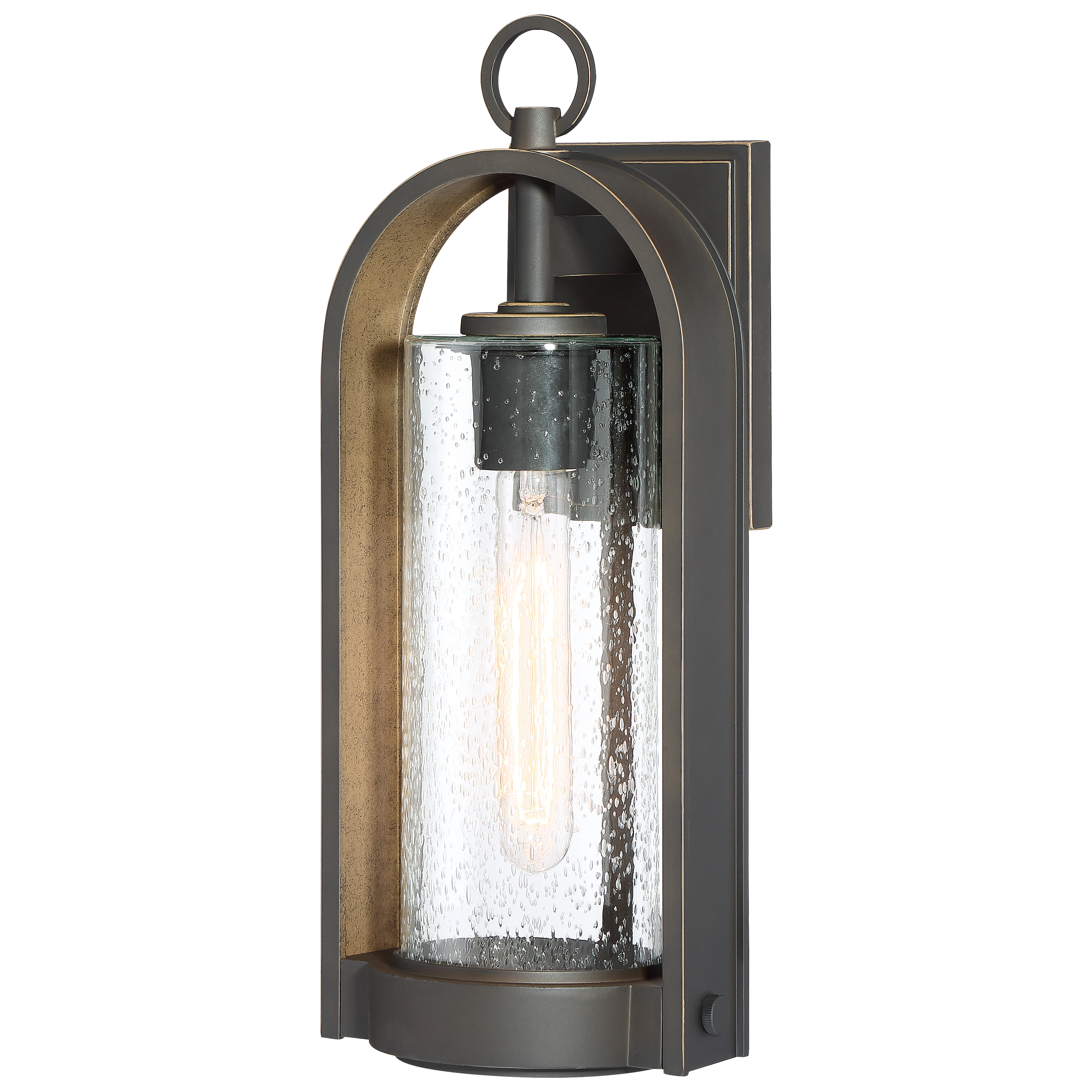 1 Light Wall Mount in Oil Rubbed Bronze Finish with Gold Highlights with Clear Seeded Glass