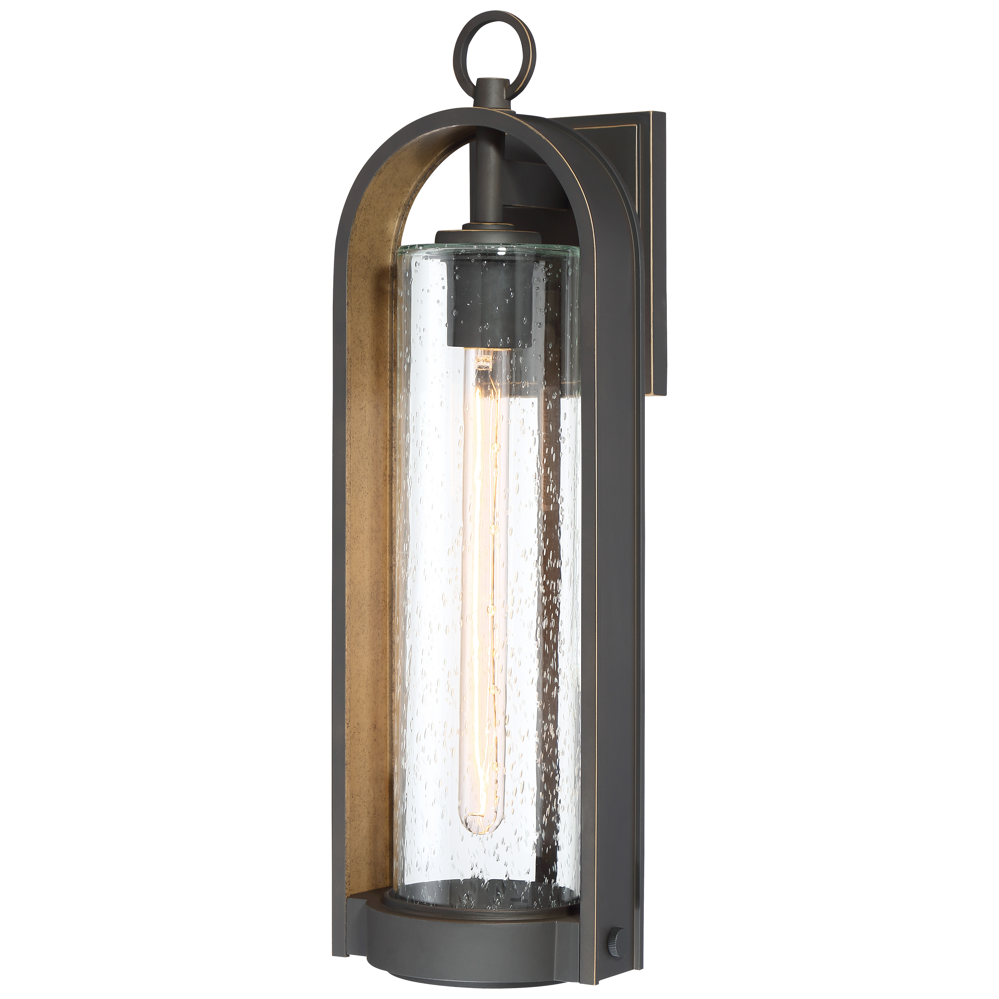 1 Light Wall Mount in Oil Rubbed Bronze Finish with Gold Highlights with Clear Seeded Glass