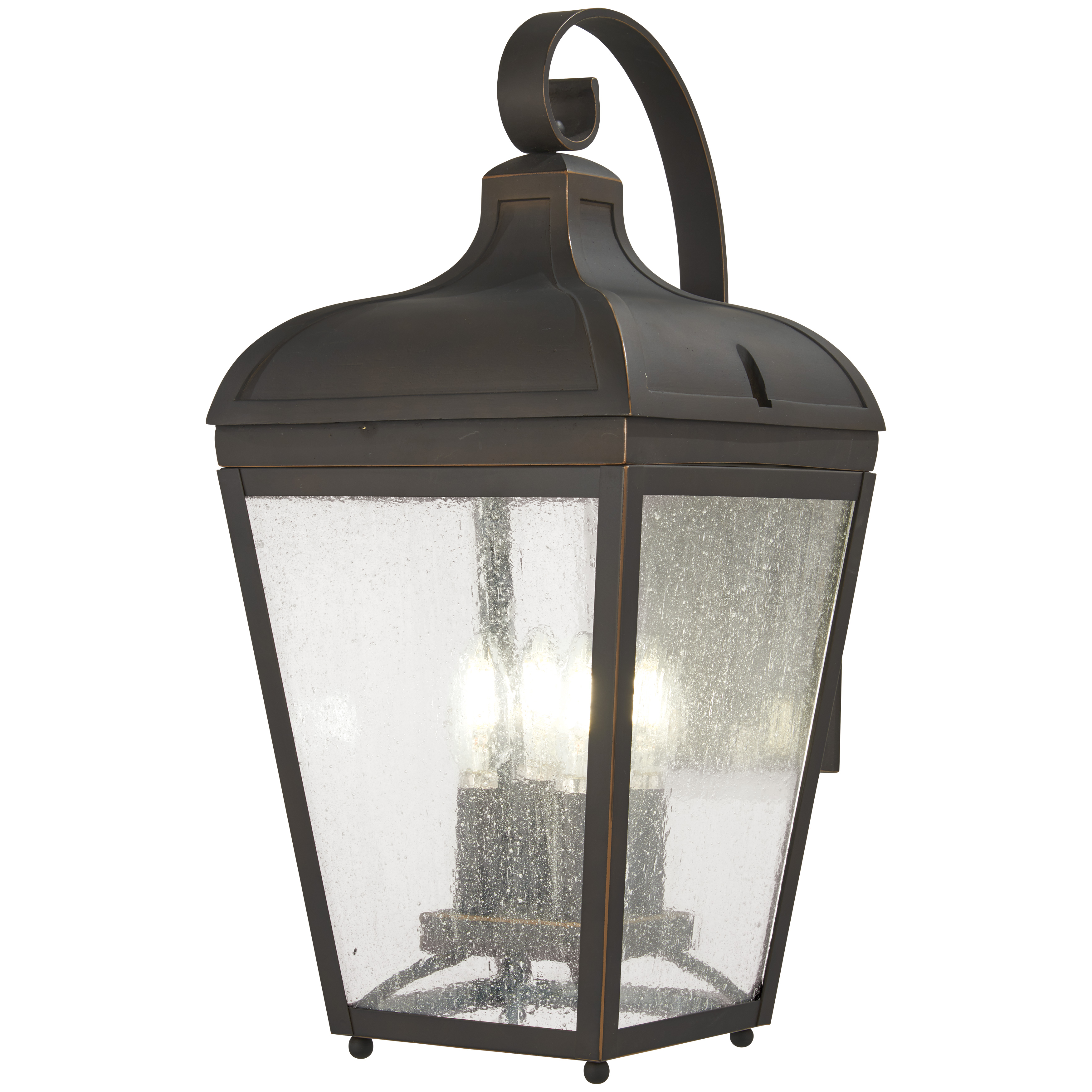 4 Light Wall Mount in Oil Rubbed Bronze Finish with Gold Highlights with Clear Seeded Glass