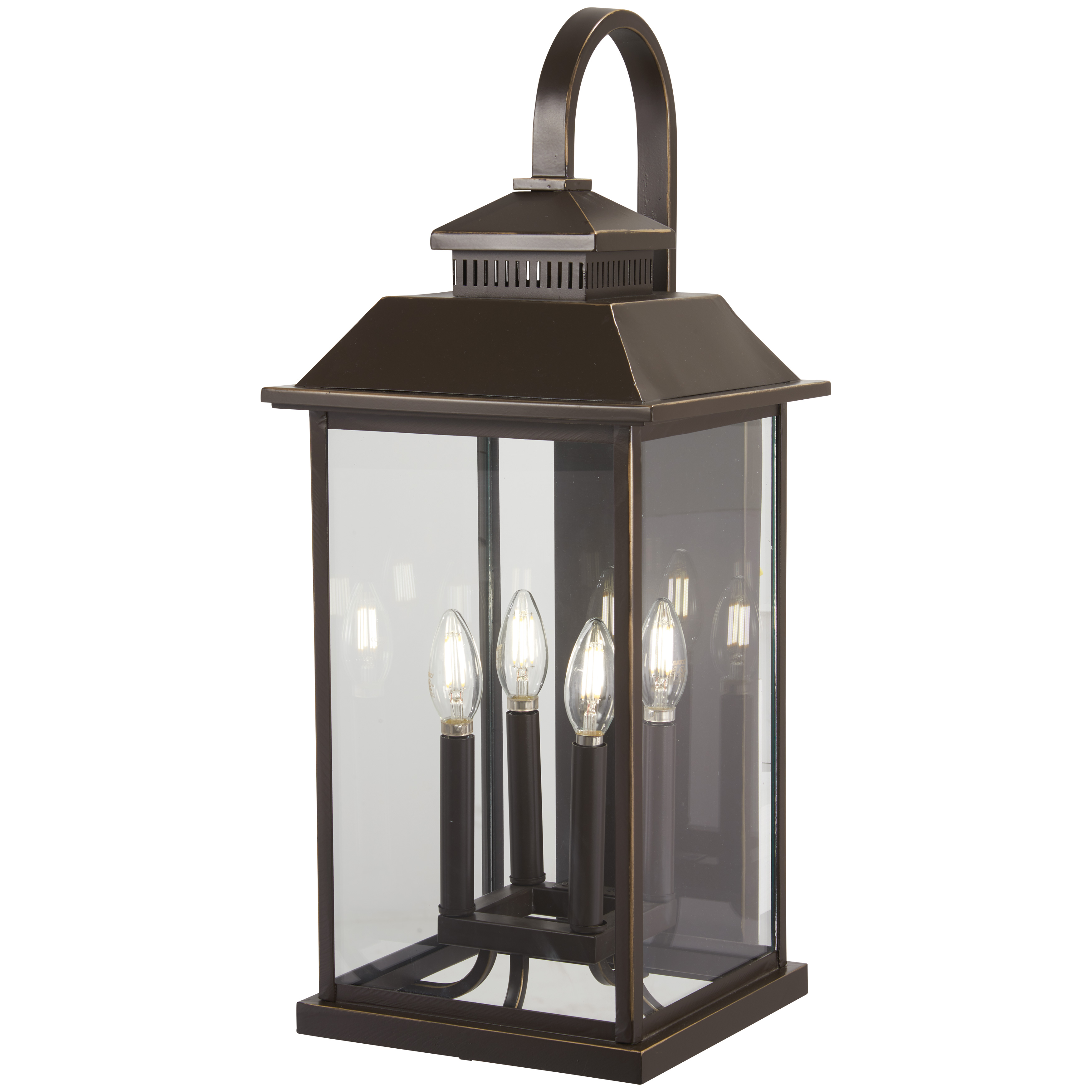 4 Light Wall Mount in Oil Rubbed Bronze Finish with Gold Highlights with Clear Glass