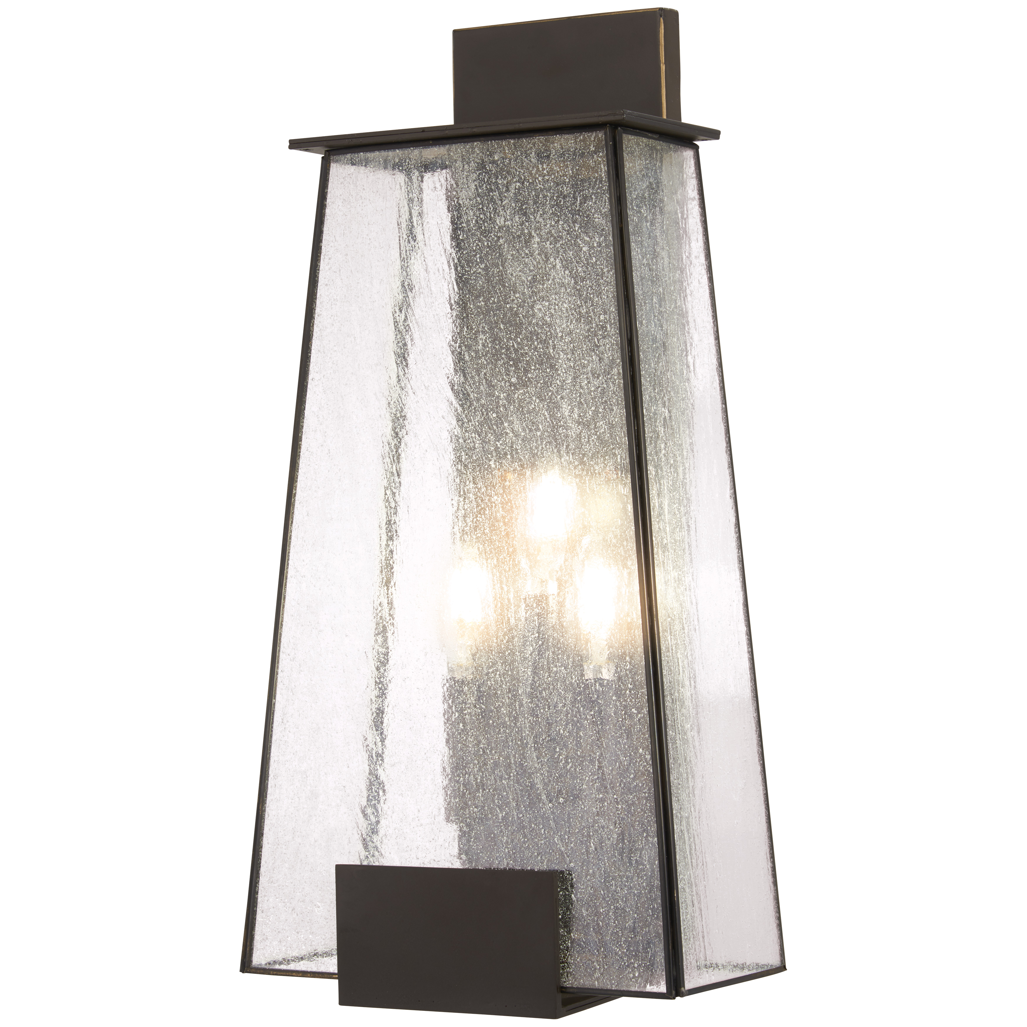 3 Light Wall Mount in Dakota Bronze Finish with Clear Seeded Glass