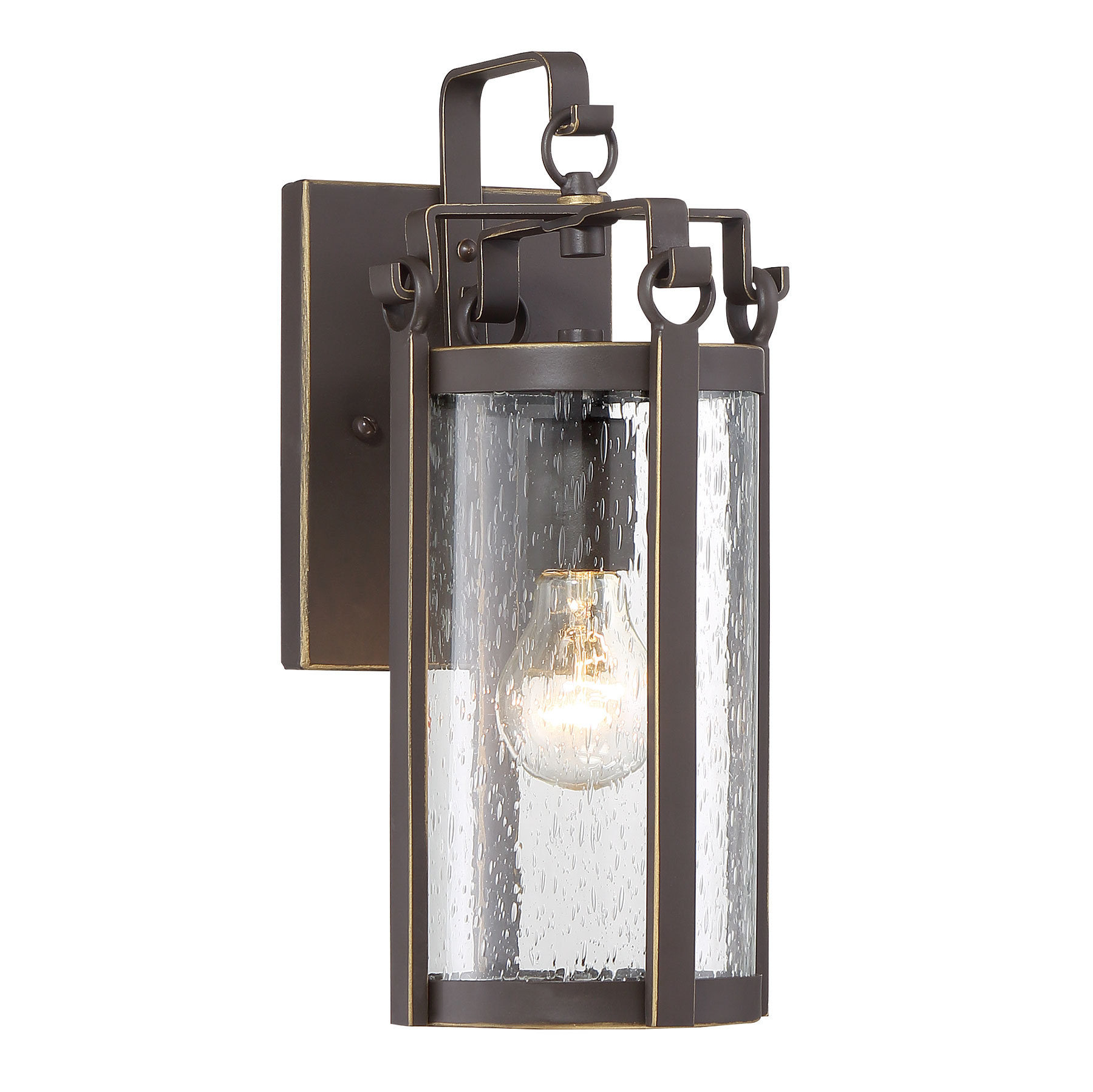 1 Light Outdoor Small Wall Mount with Dakota Bronze finish and Clear Seeded Glass