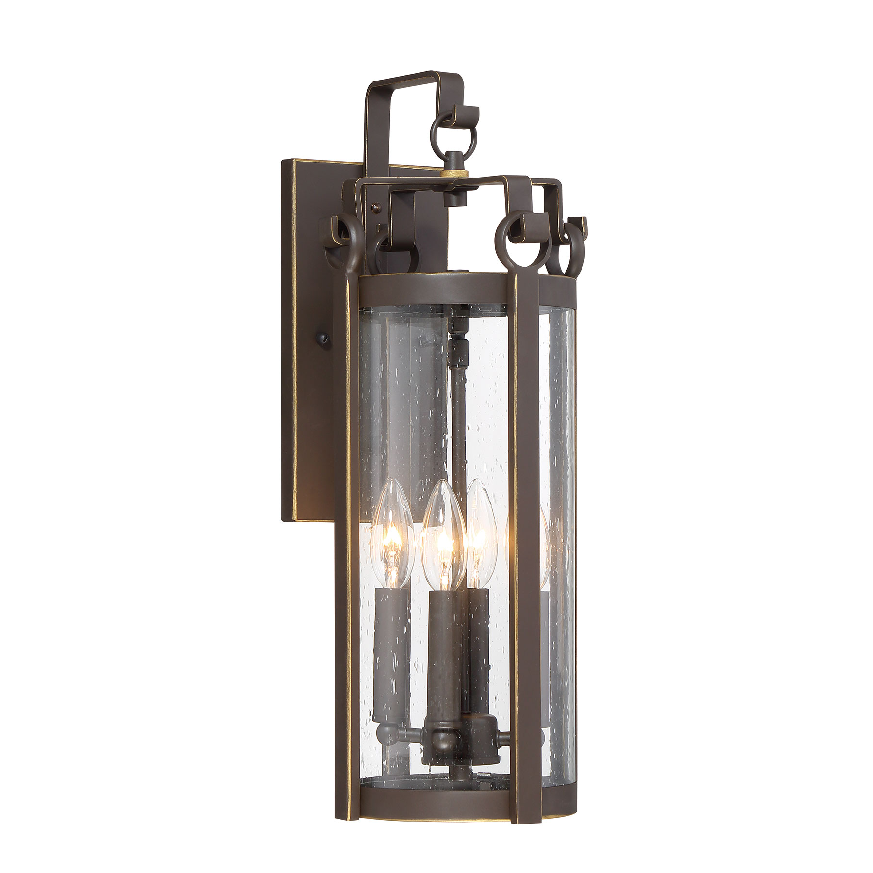 Outdoor Medium Wall Mount Dakota Bronze finish and Clear Seeded Glass