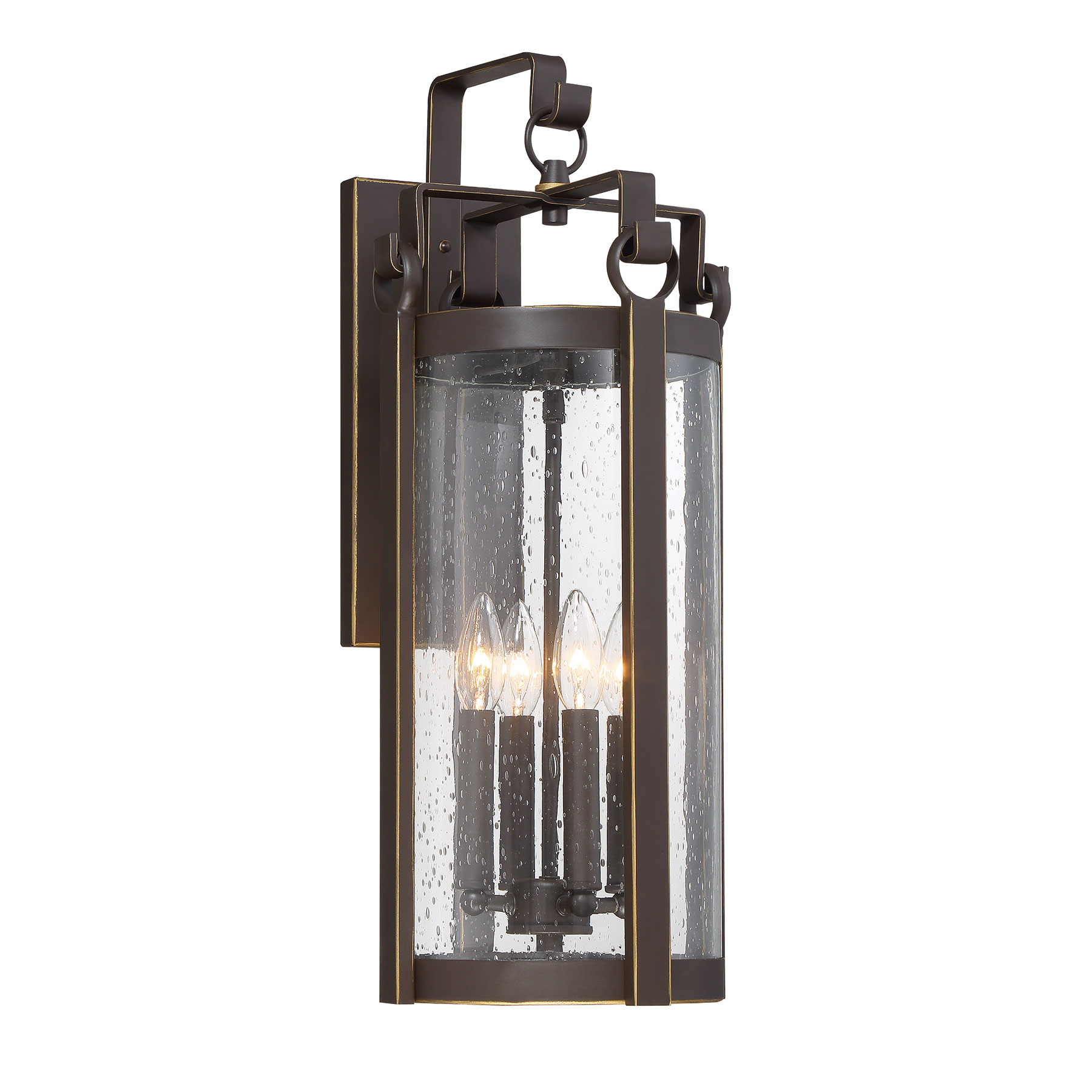 Outdoor Large Wall Mount with Dakota Bronze finish and Clear Seeded Glass