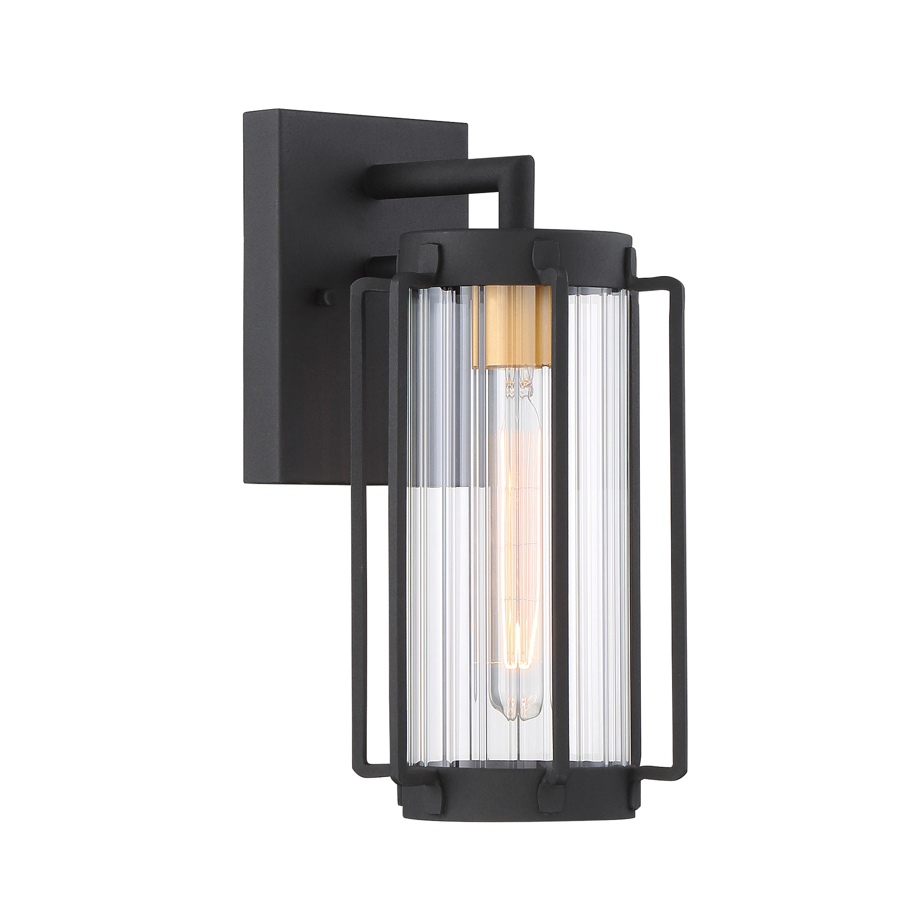 Outdoor Light with Sand Black Finish with Gold Socket