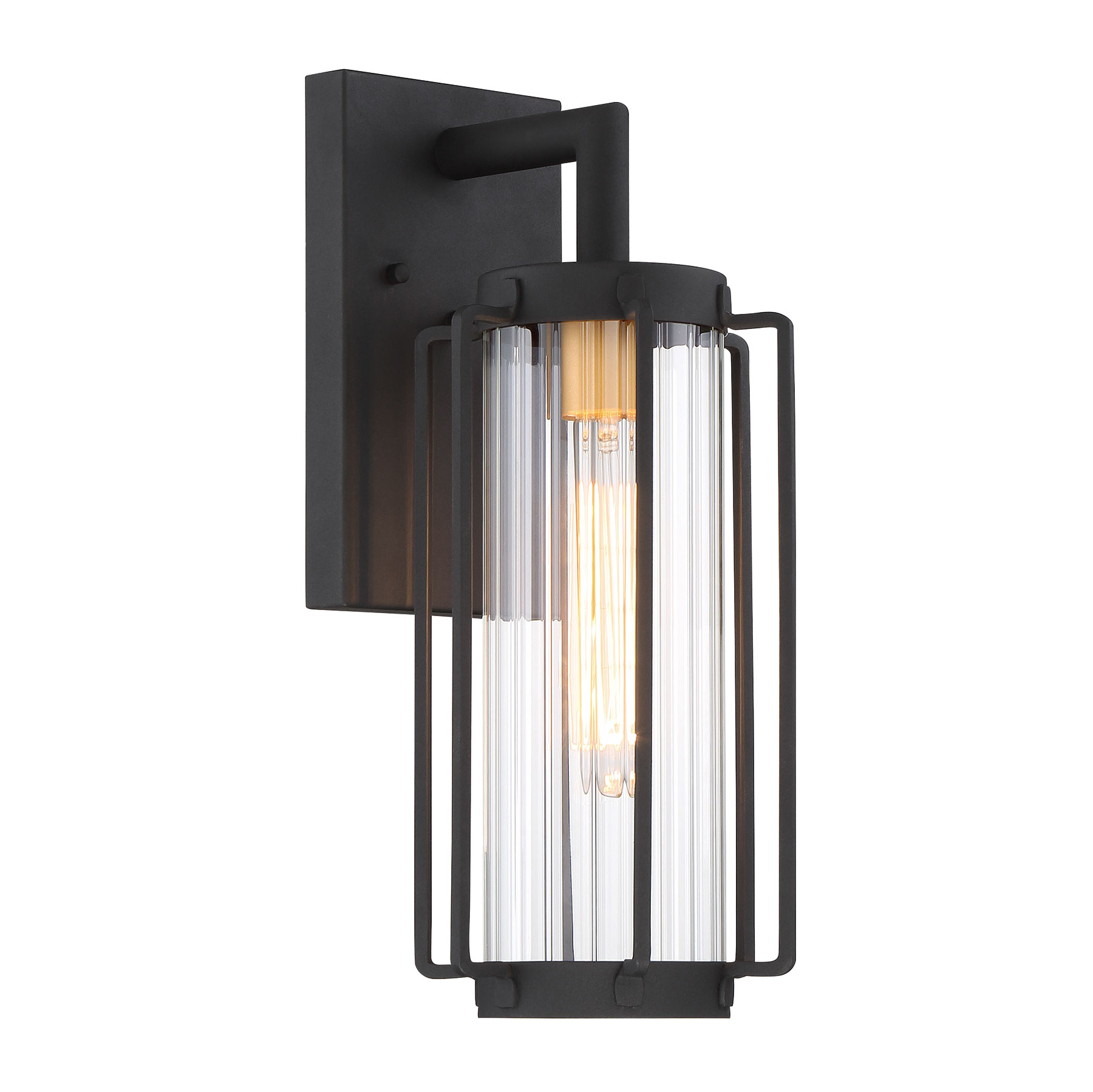 Outdoor Light with Sand Black Finish with Gold Socket