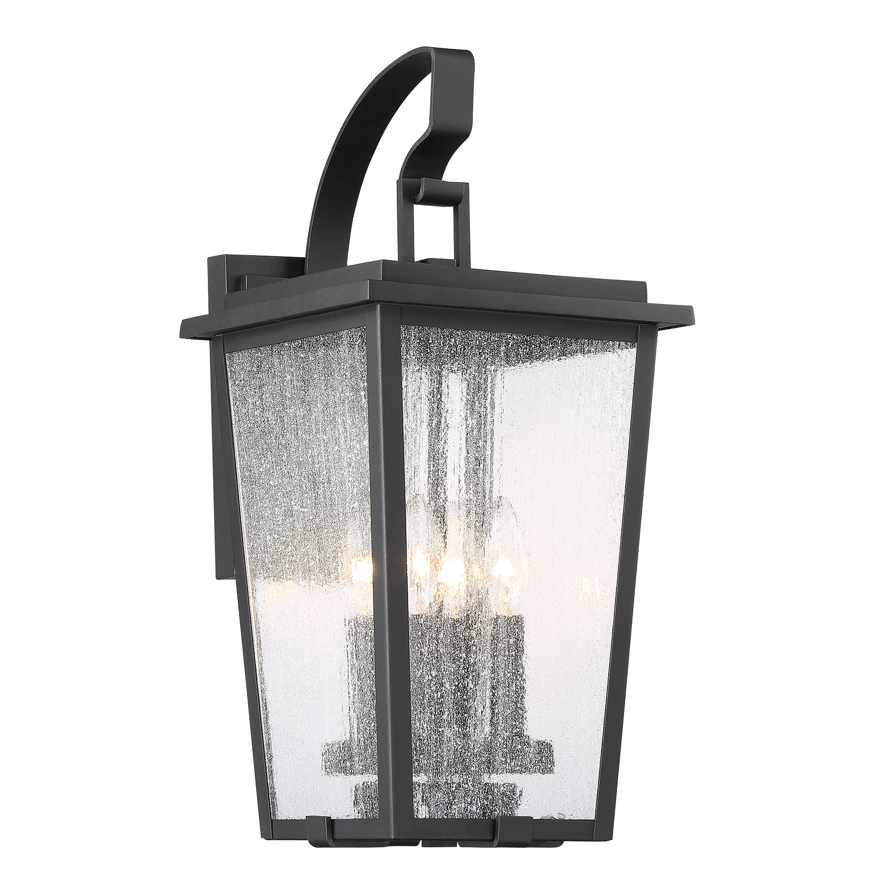 4 Light Wall Mount in Sand Coal Finish with Clear Seeded Glass and Interchangeable Burnt Gold or Sand Coal Candle Sleeves (included)