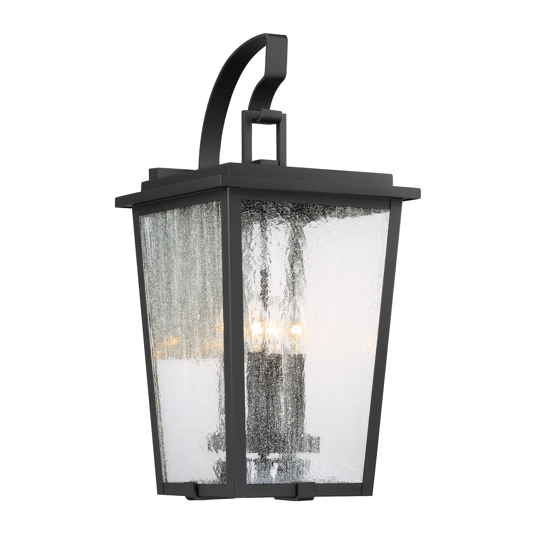 4 Light Wall Mount in Sand Coal Finish with Clear Seeded Glass and Interchangeable Burnt Gold or Sand Coal Candle Sleeves (included)