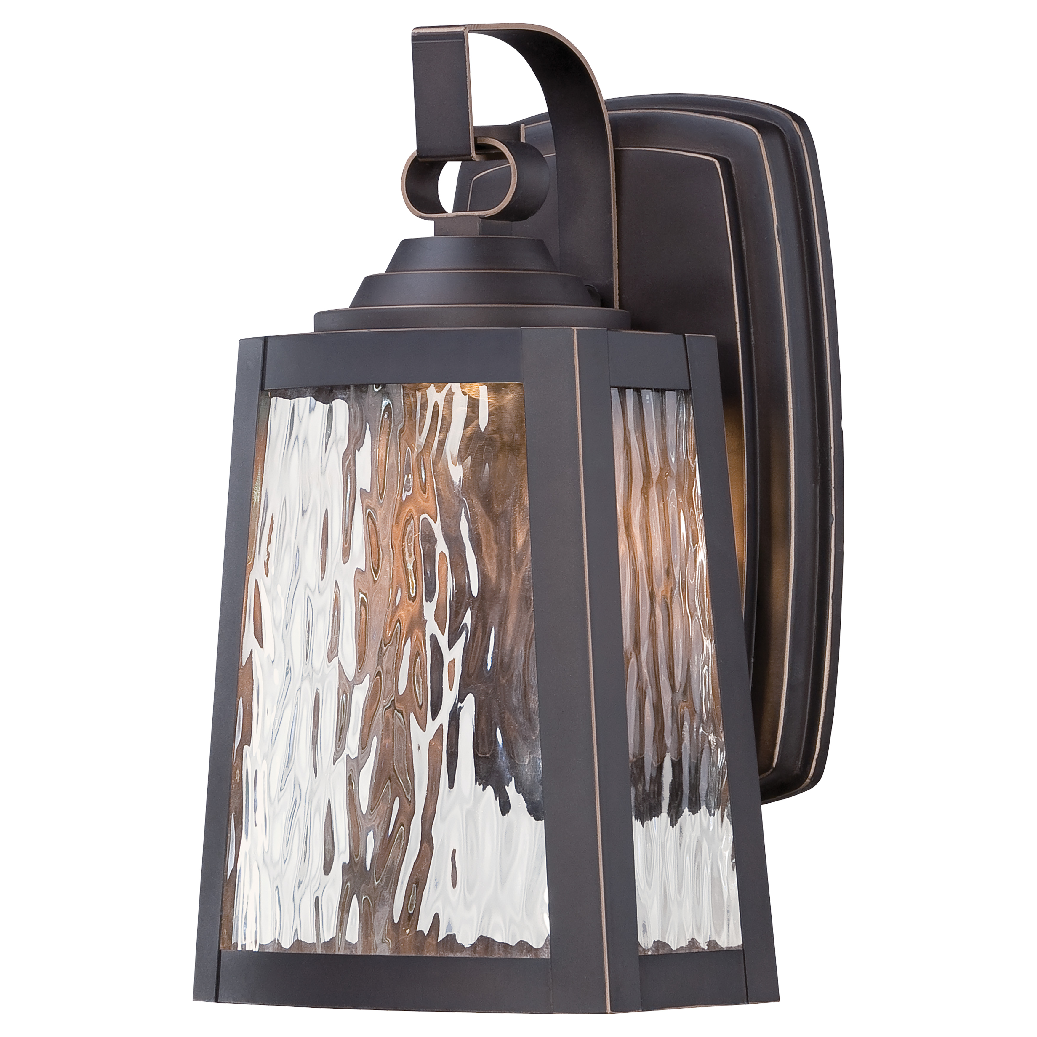 LED Wall Mount in Oil Rubbed Bronze with Gold Highlights Finish and Clear Water Glass