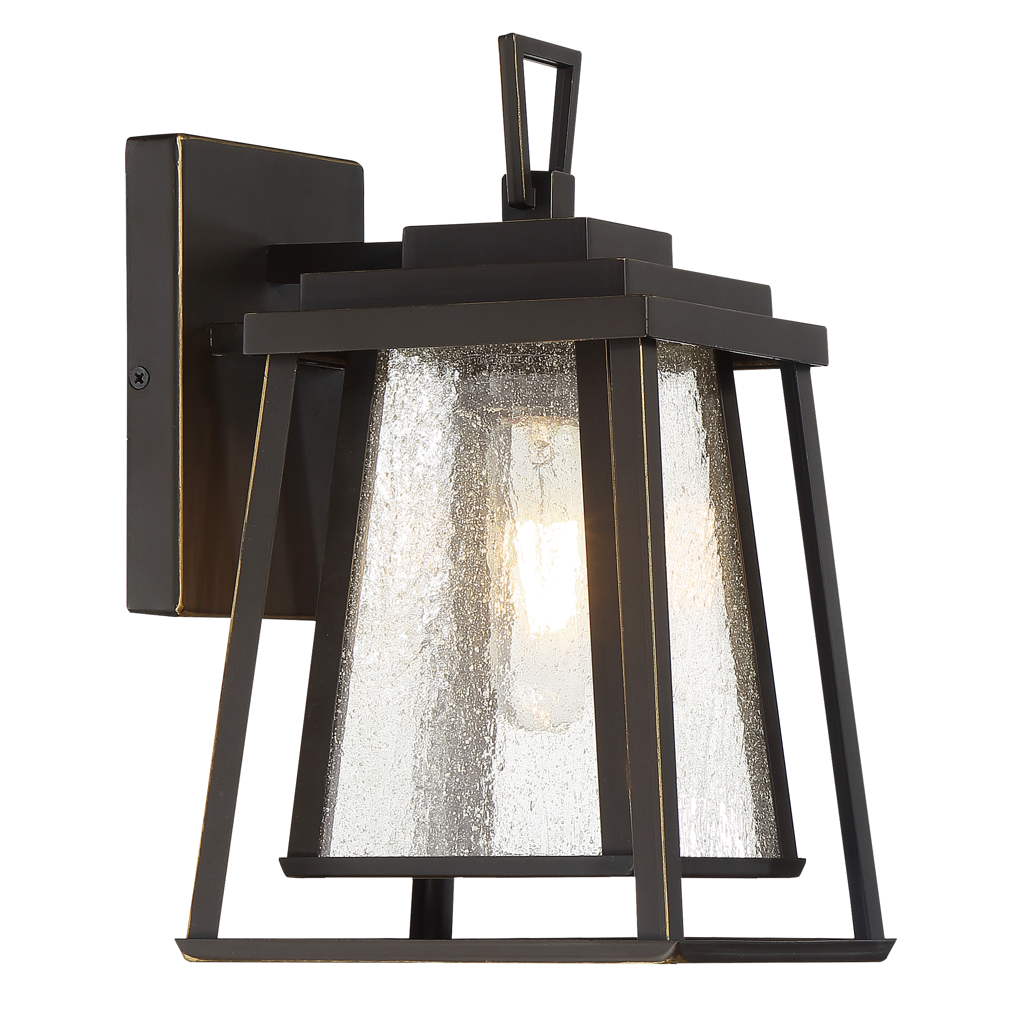 1 Light Small Wall Mount Exterior Fixture with Dakota Bronze Finish and Clear Seeded Glass