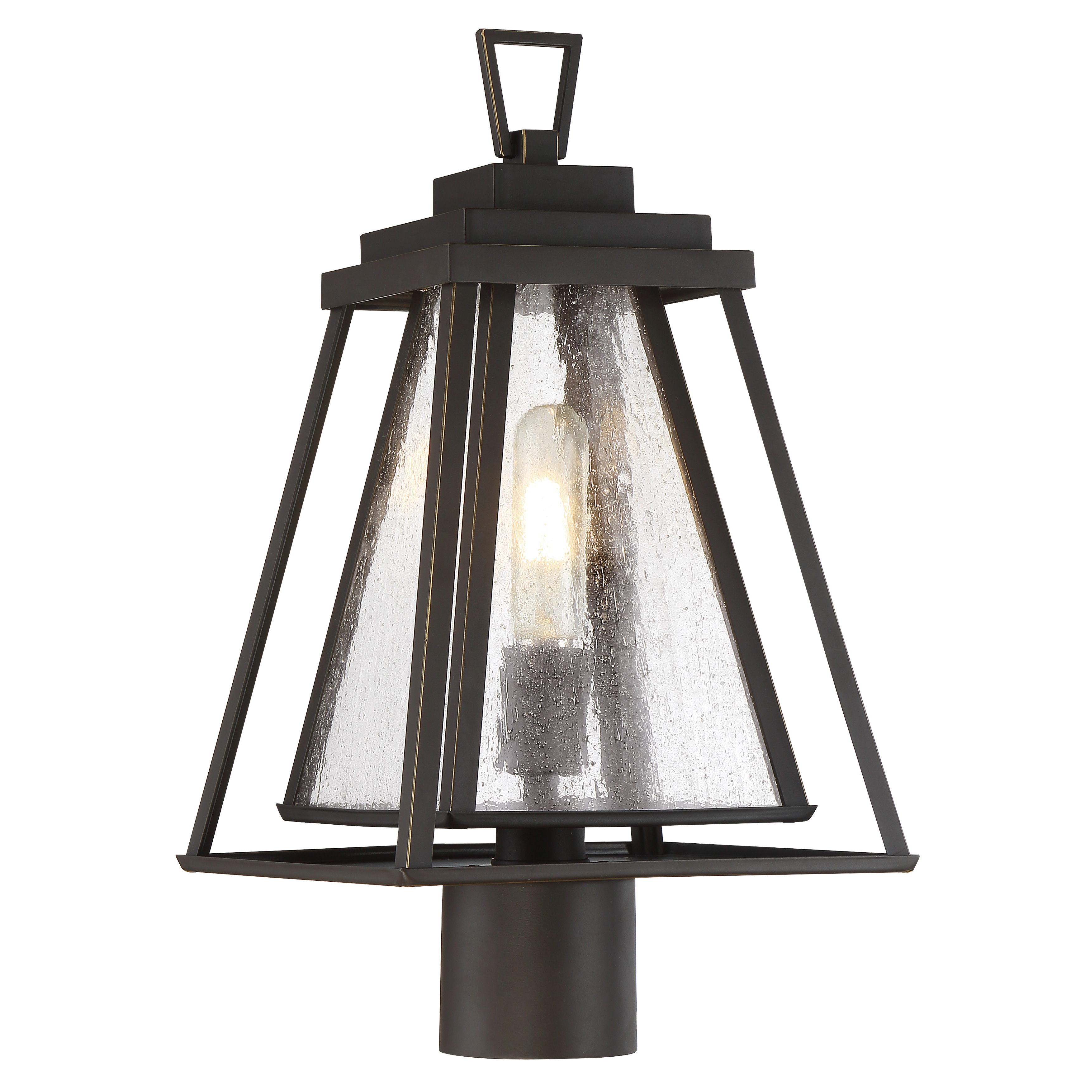 1 Light Post Mount Exterior Fixture with Dakota Bronze Finish and Clear Seeded Glass