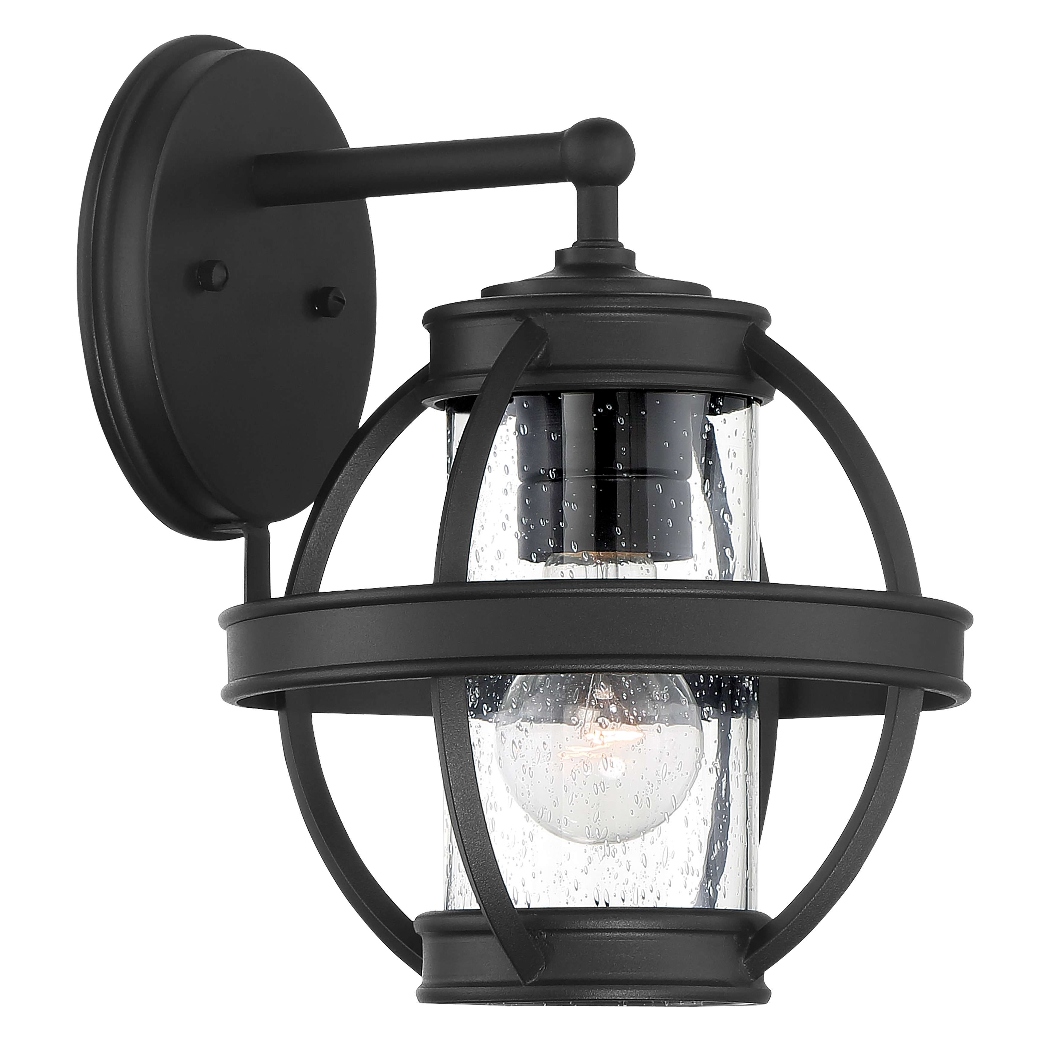 1 Light Wall Mount with Sand Coal Finish and Clear Seeded Glass Shade