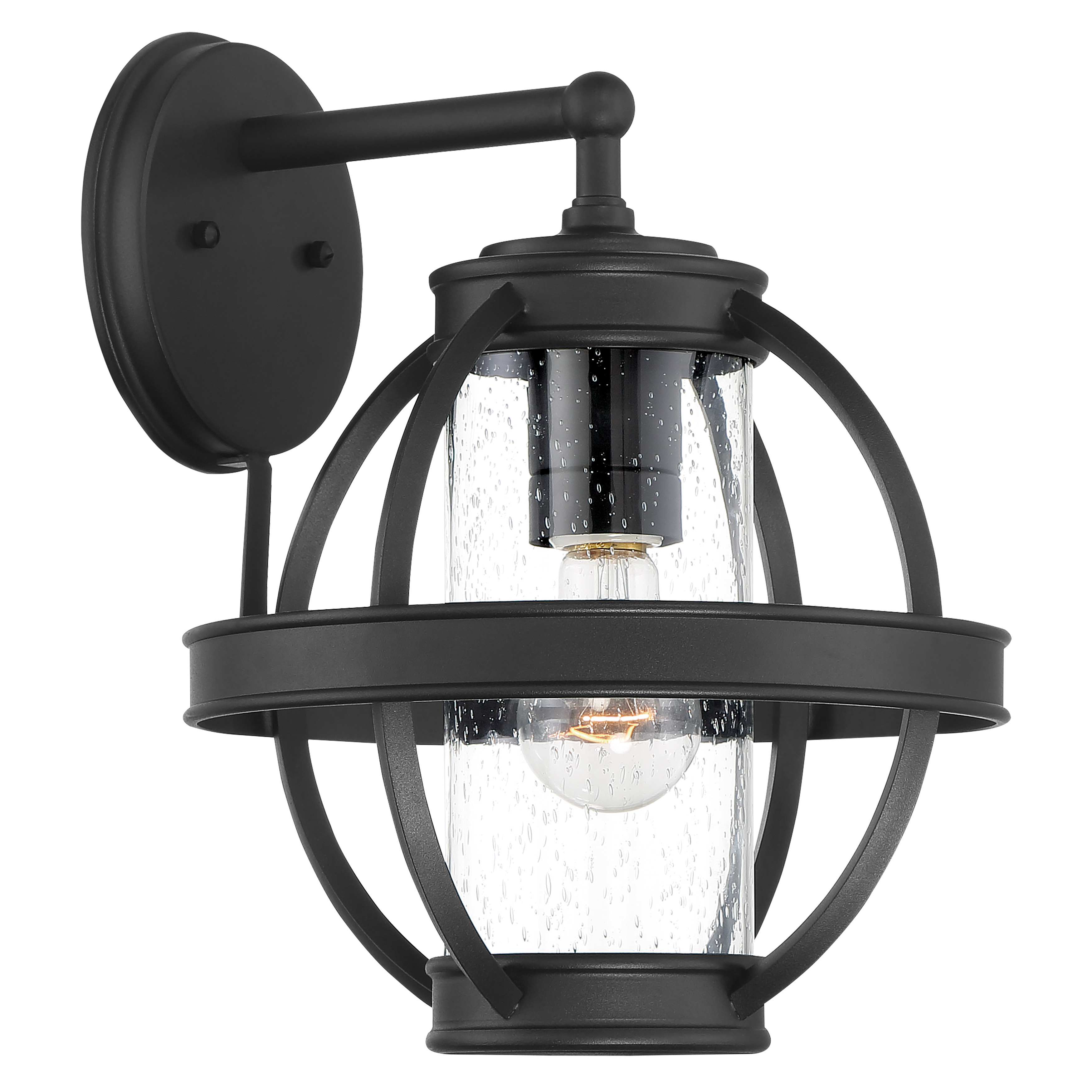1 Light Wall Mount with Sand Coal Finish and Clear Seeded Glass Shade
