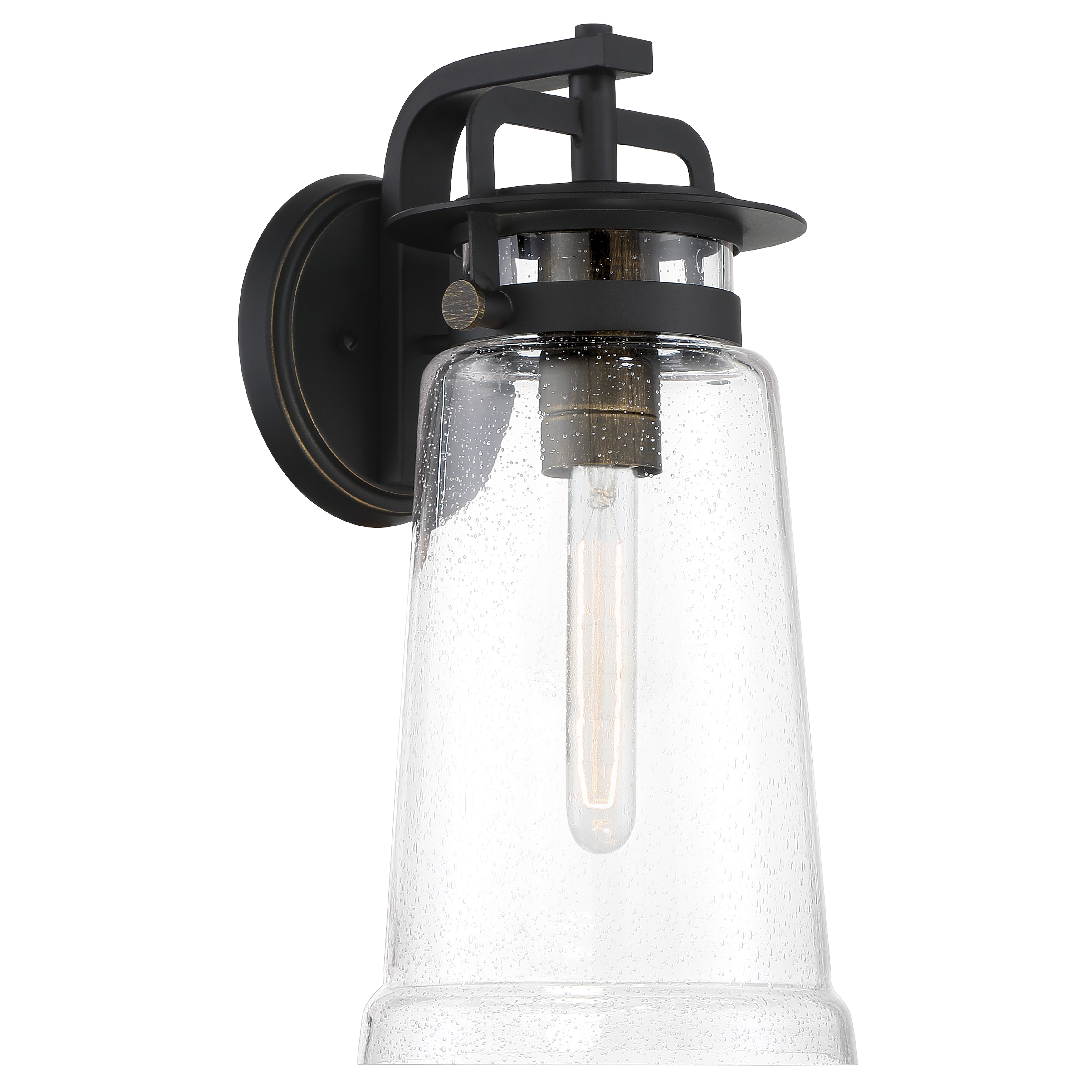 1 Light Wall Mount in Sand Coal and Gold Highlights Finish with Clear Seeded Glass