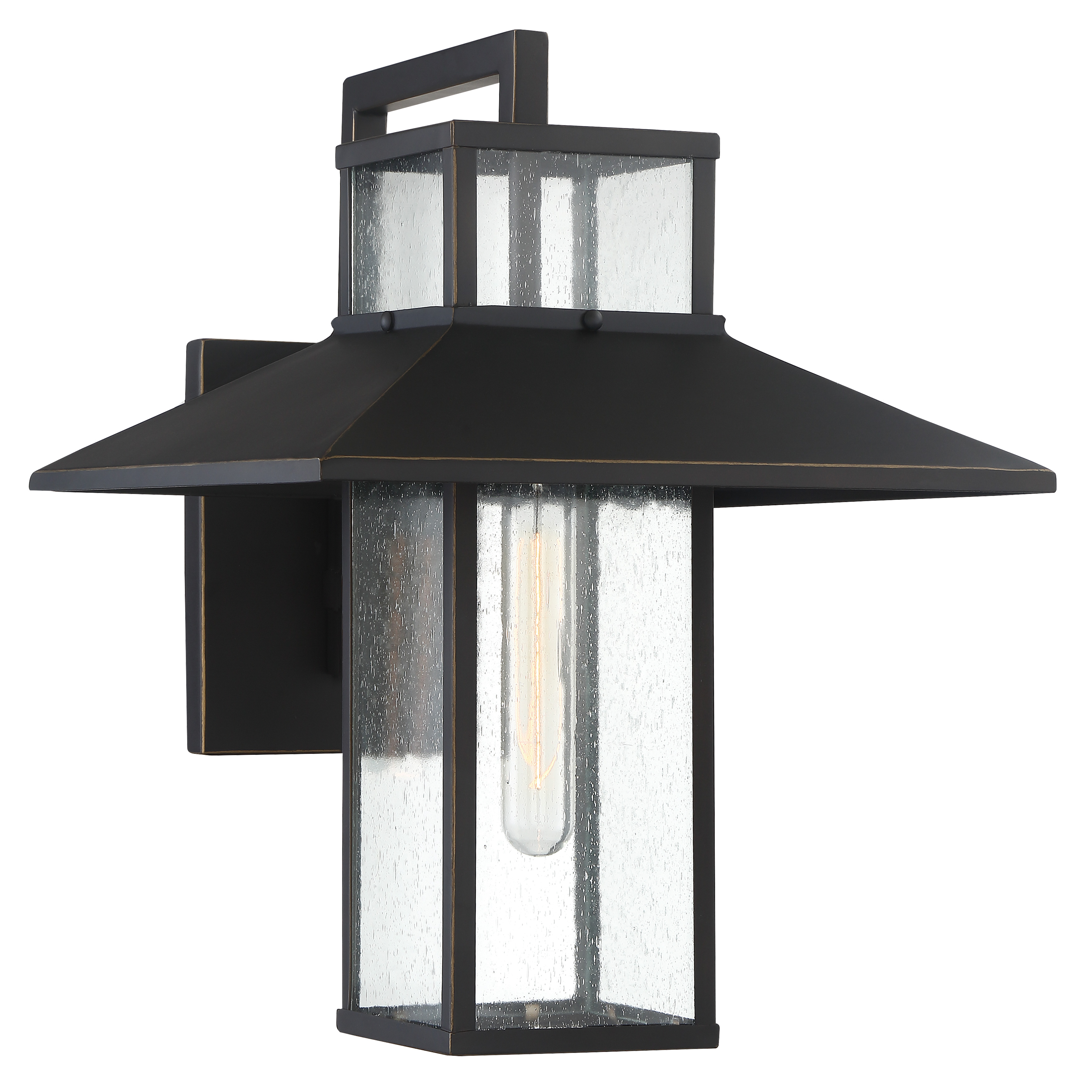 1 Light Wall Mount in Oil Rubbed Bronze with Gold Highlights Finish and Clear Seeded Glass